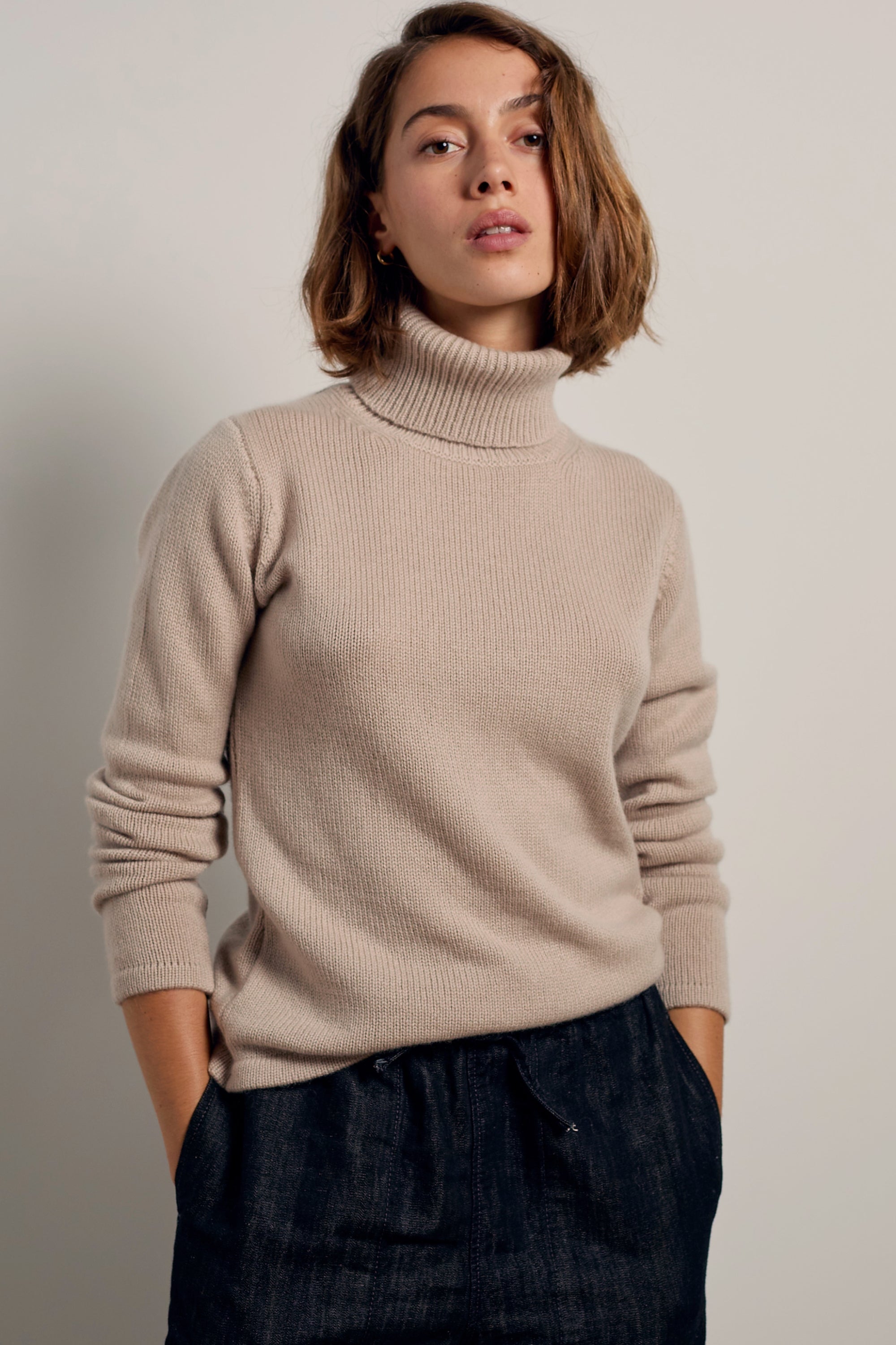 Taipei Kaschmirpullover Damen - jute - Mahogany