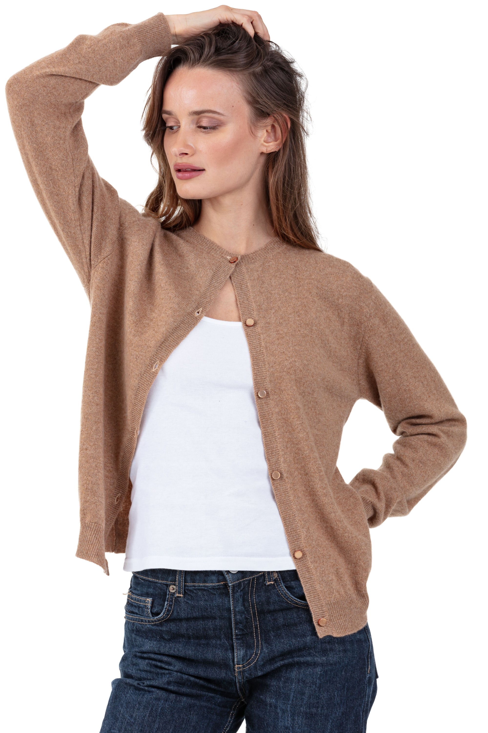 Tyra aus Kaschmir für Damen - camel - Mahogany