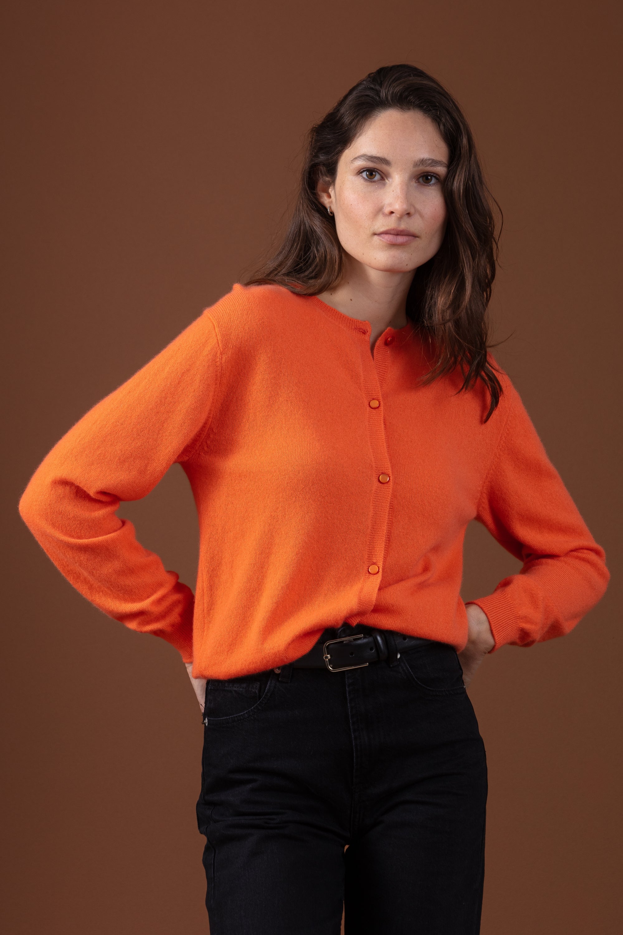 Tyra aus Kaschmir für Damen - nectarine - Mahogany