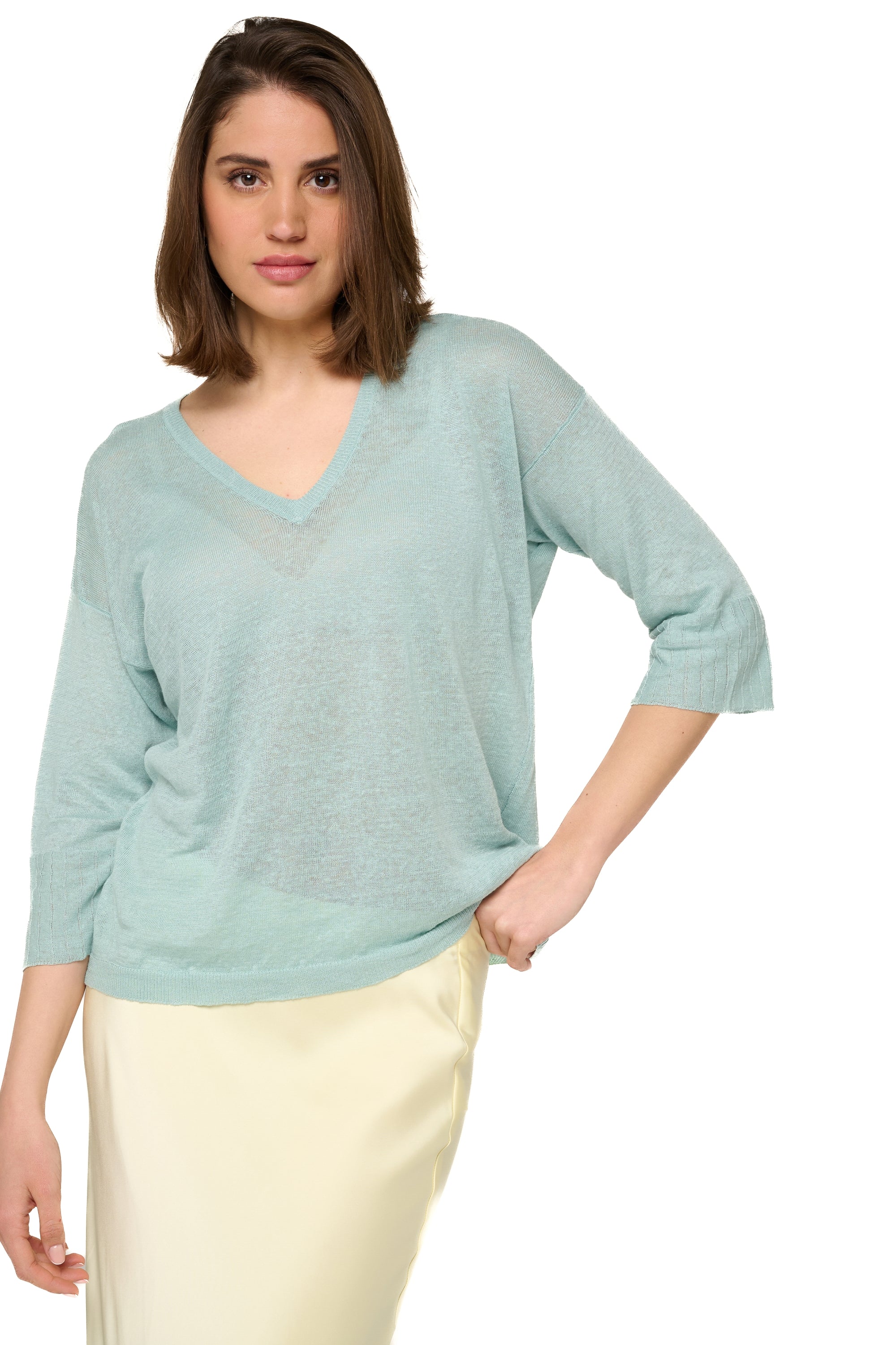 Rosanna aus Leinen Damen - eucalyptus - Mahogany