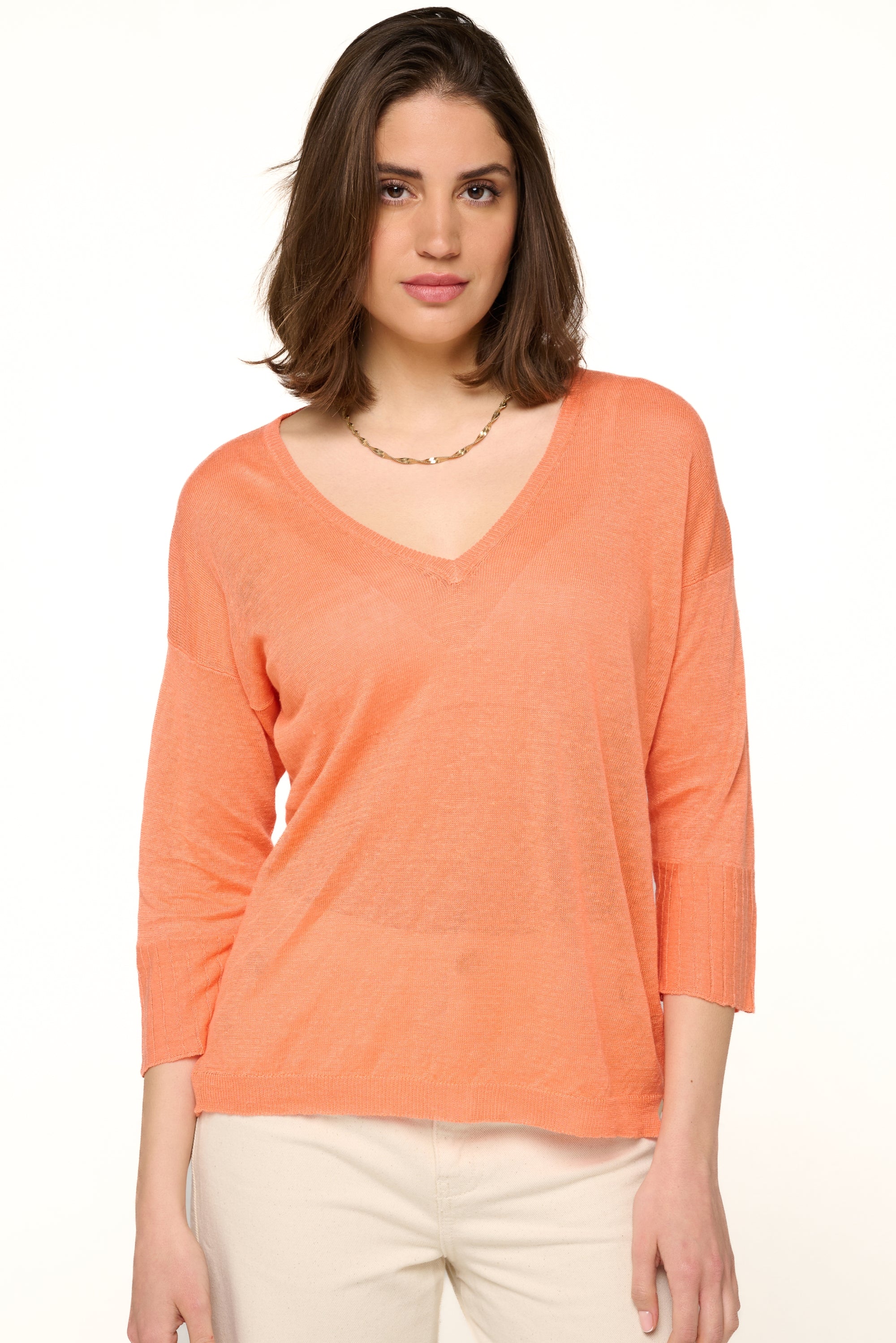 Rosanna aus Leinen Damen - papaya - Mahogany