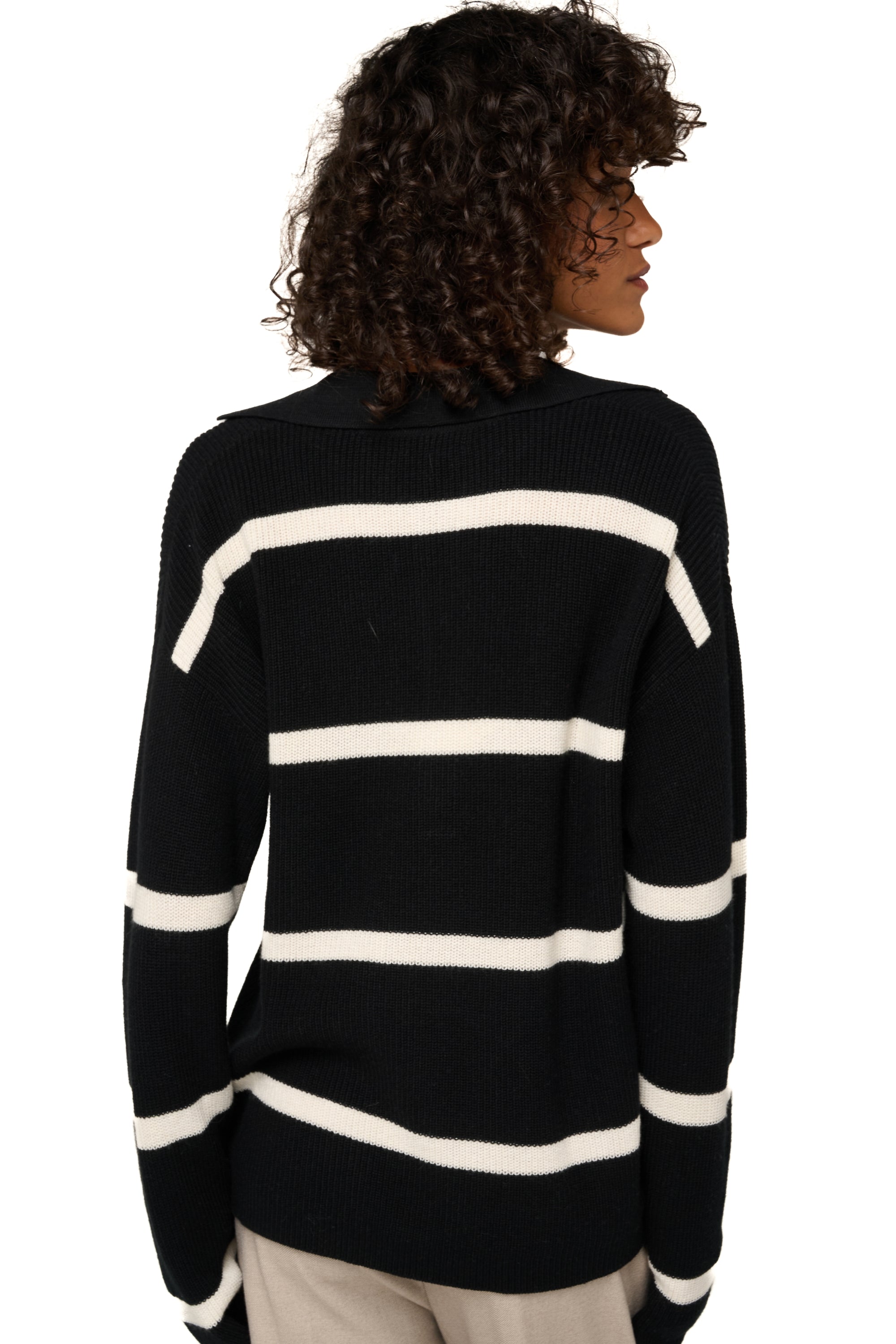 Rhea en cachemire et coton femme - Vue 3 - black / ivory - Mahogany