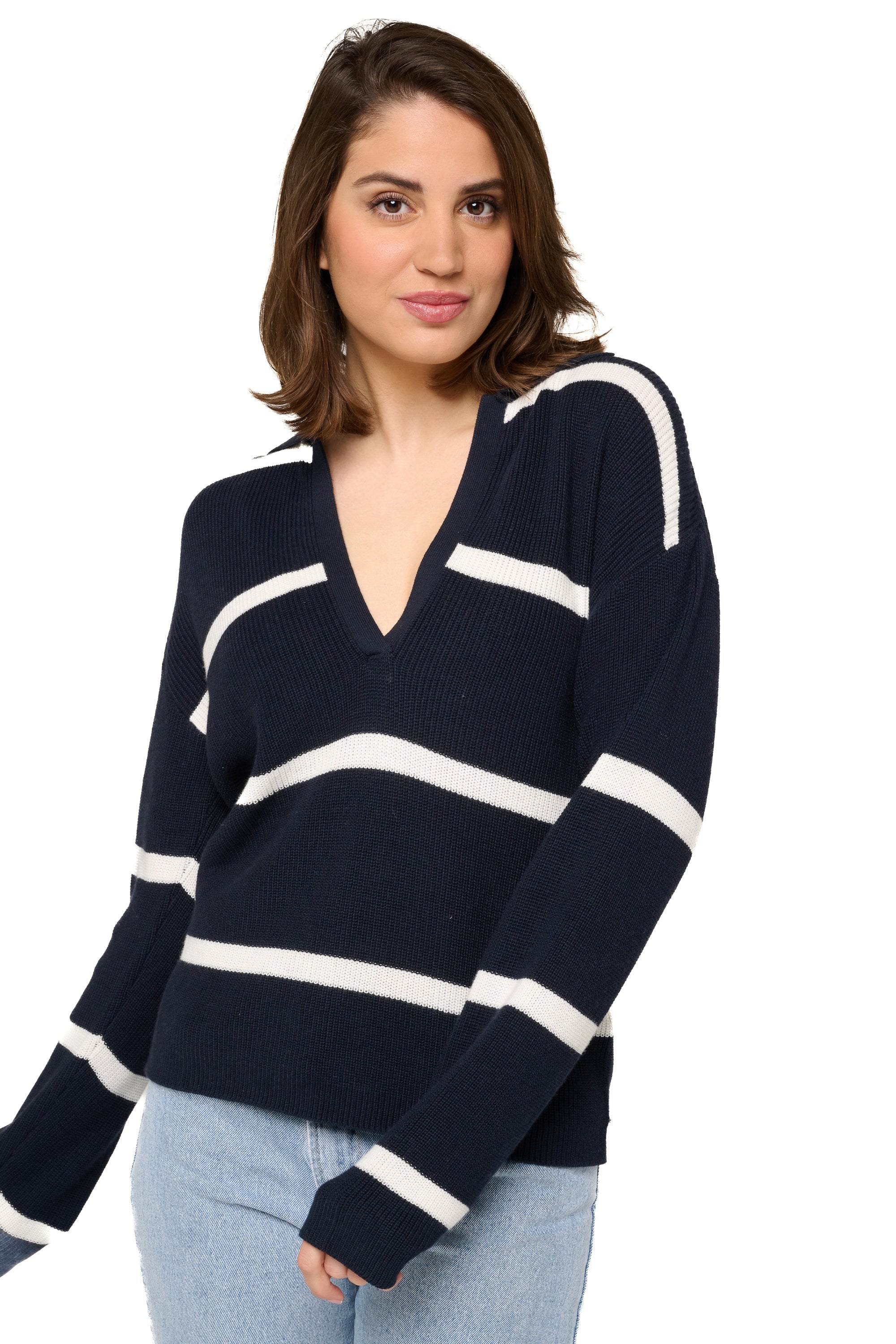 Rhea aus Kaschmir und Baumwolle Damen - navy / ivory - Mahogany