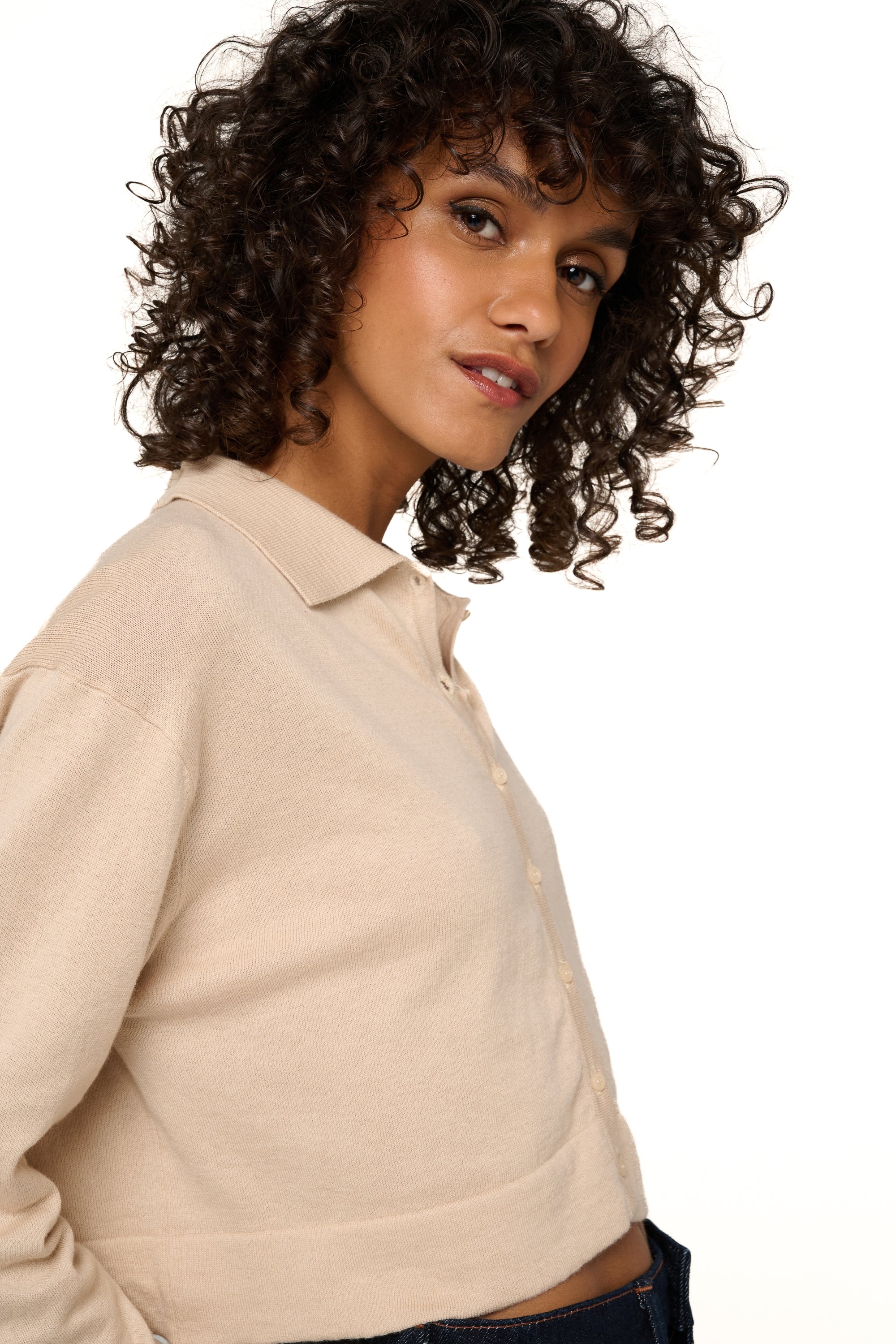 Rishi en cachemire et coton femme - Vue 2 - powder - Mahogany