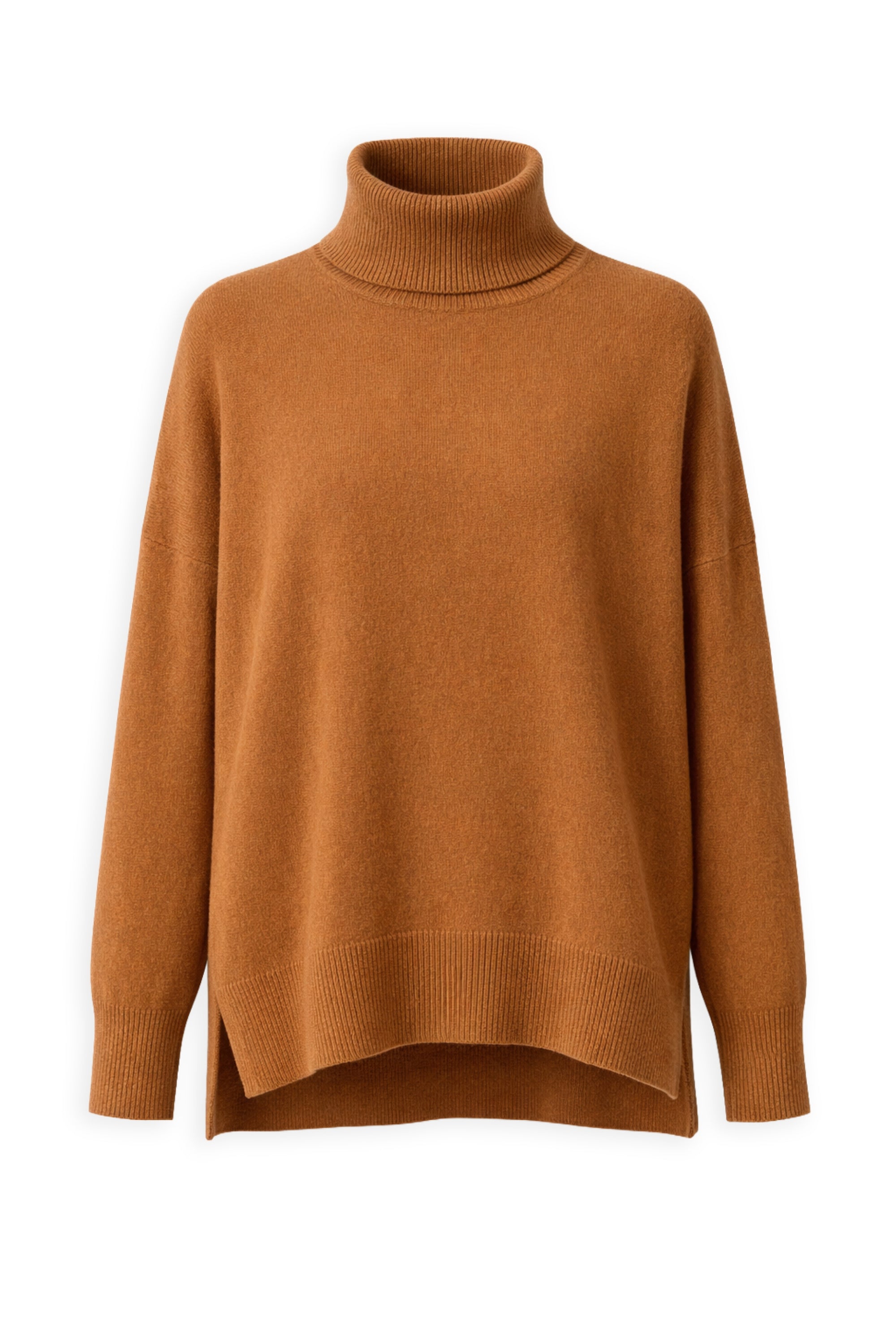 Pullover aus Kaschmir, 100 % Kaschmir, Damen, Rollkragen, weite Passform, lange Ärmel, normal / 2 und 4 Fäden, normaler Strick, Mahogany