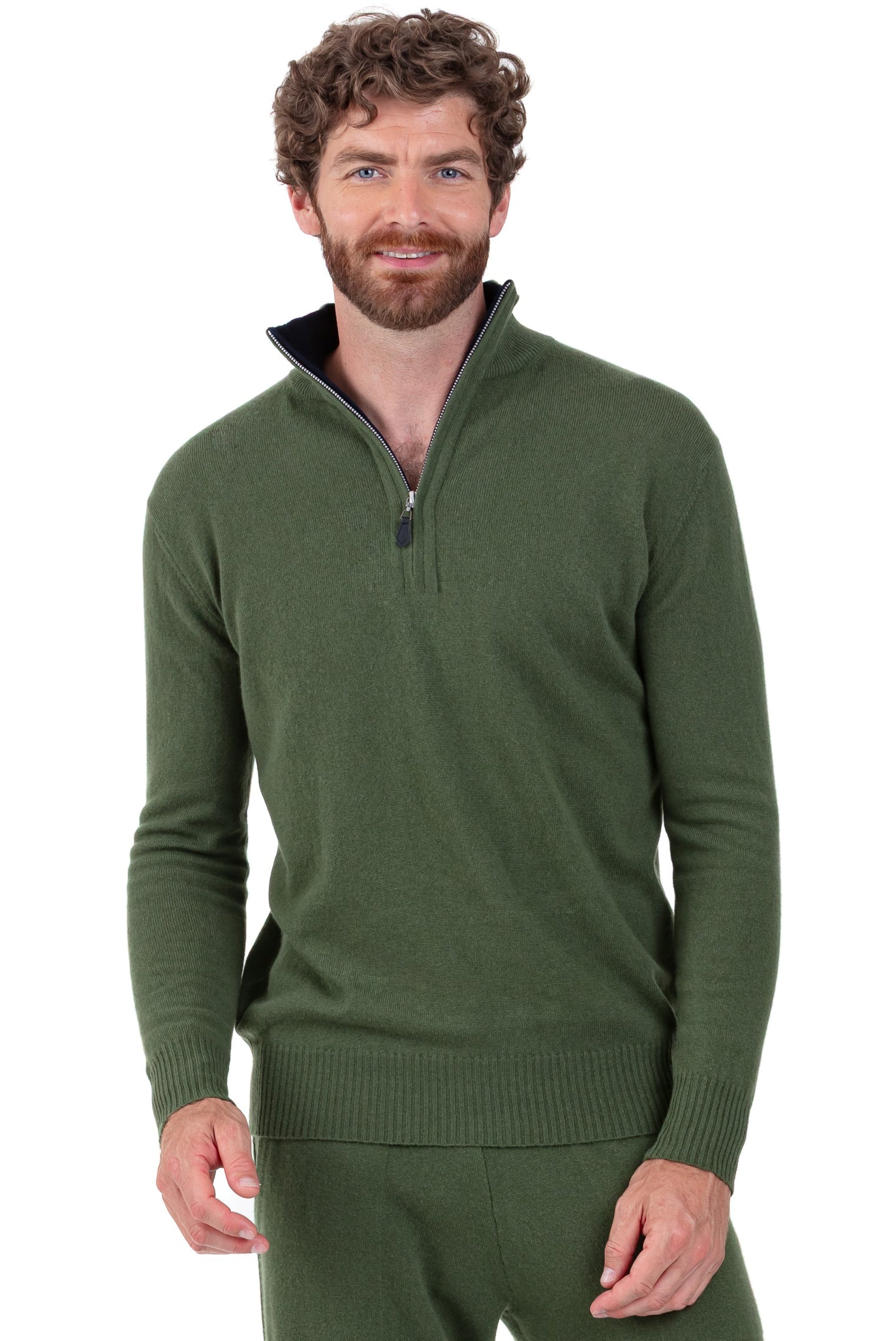Henri Kaschmirpullover Herren - khaki / marine foncé - Mahogany