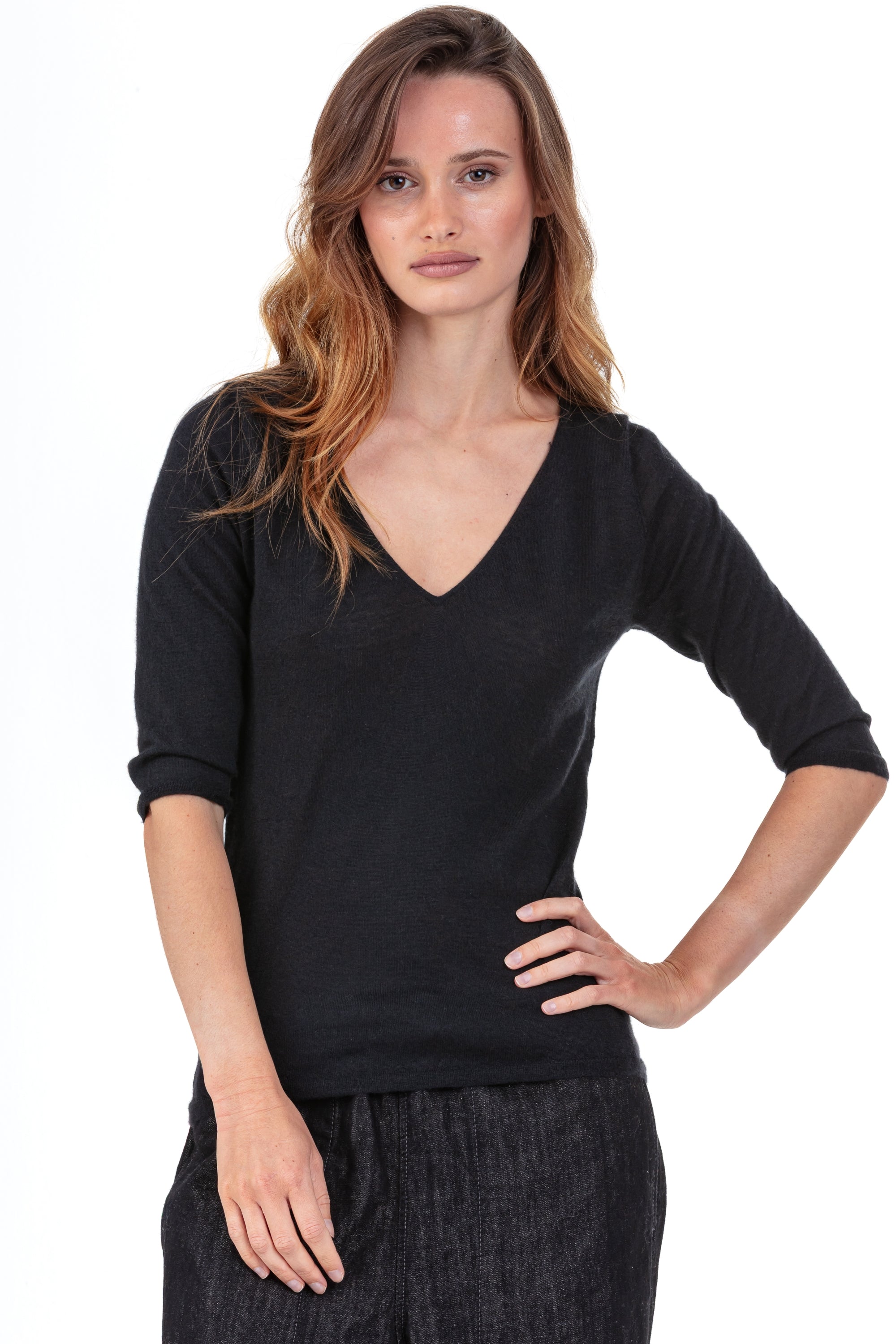 Palma aus Kaschmirduvet für Damen - schwarz - Mahogany