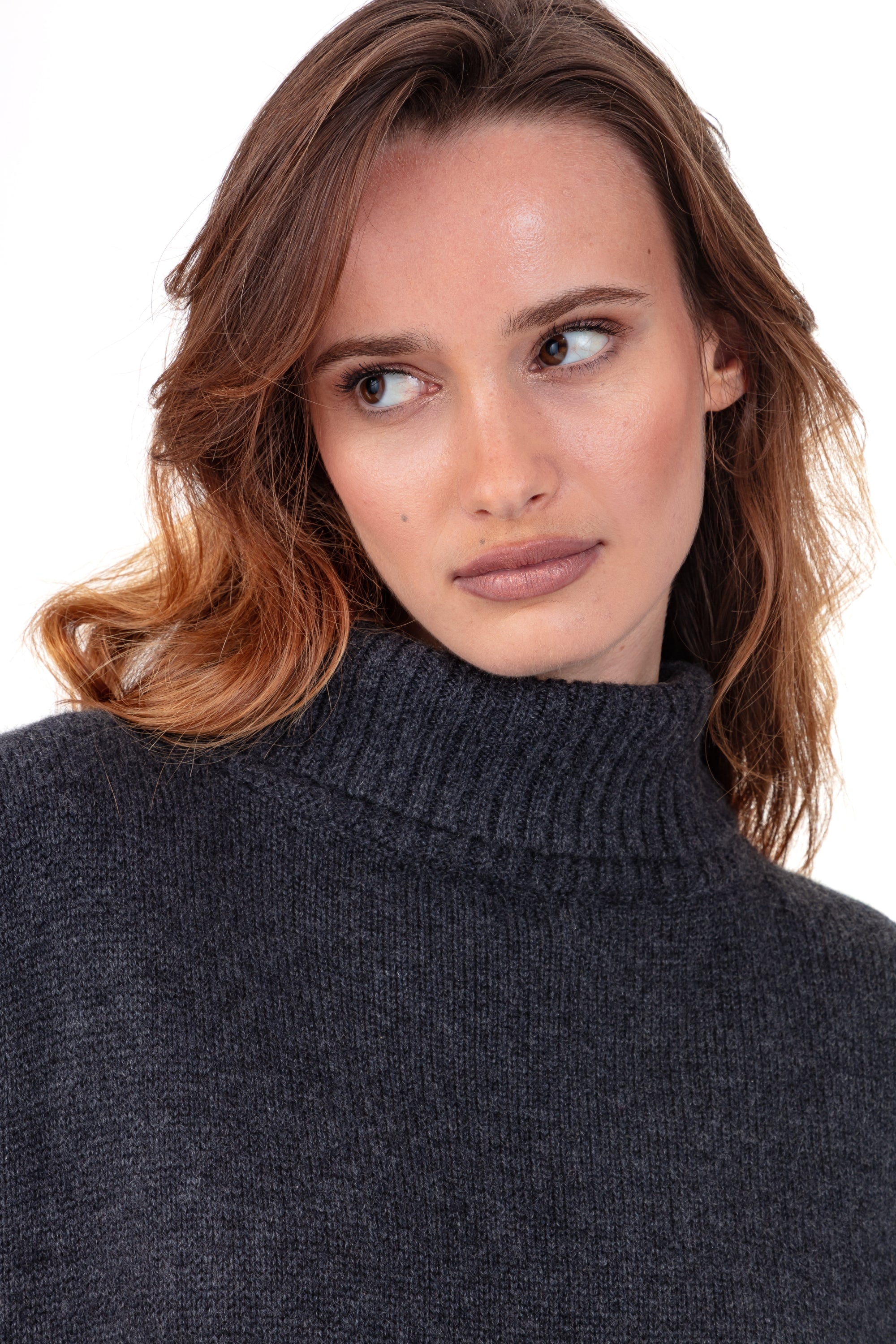 Kaschmirpullover, 100 % Kaschmir, Damen, Rollkragen, Oversize-Schnitt, lange Ärmel, fein, , Mahogany