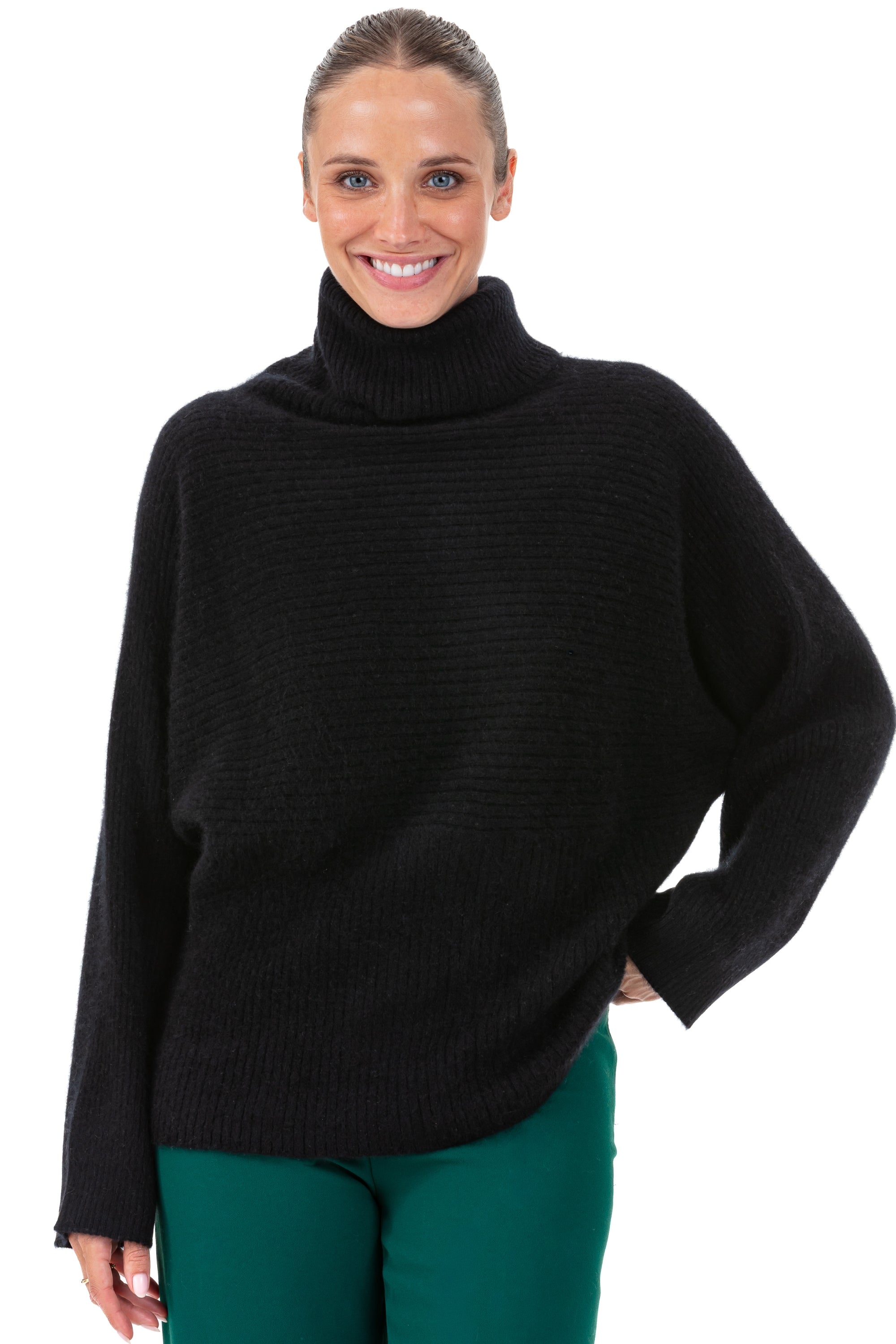 Pullover aus Cocoon-Kaschmir, 100 % gebürstetes Kaschmir, Damen, Rollkragen, Oversize-Schnitt, lange Ärmel, fein, , Mahogany