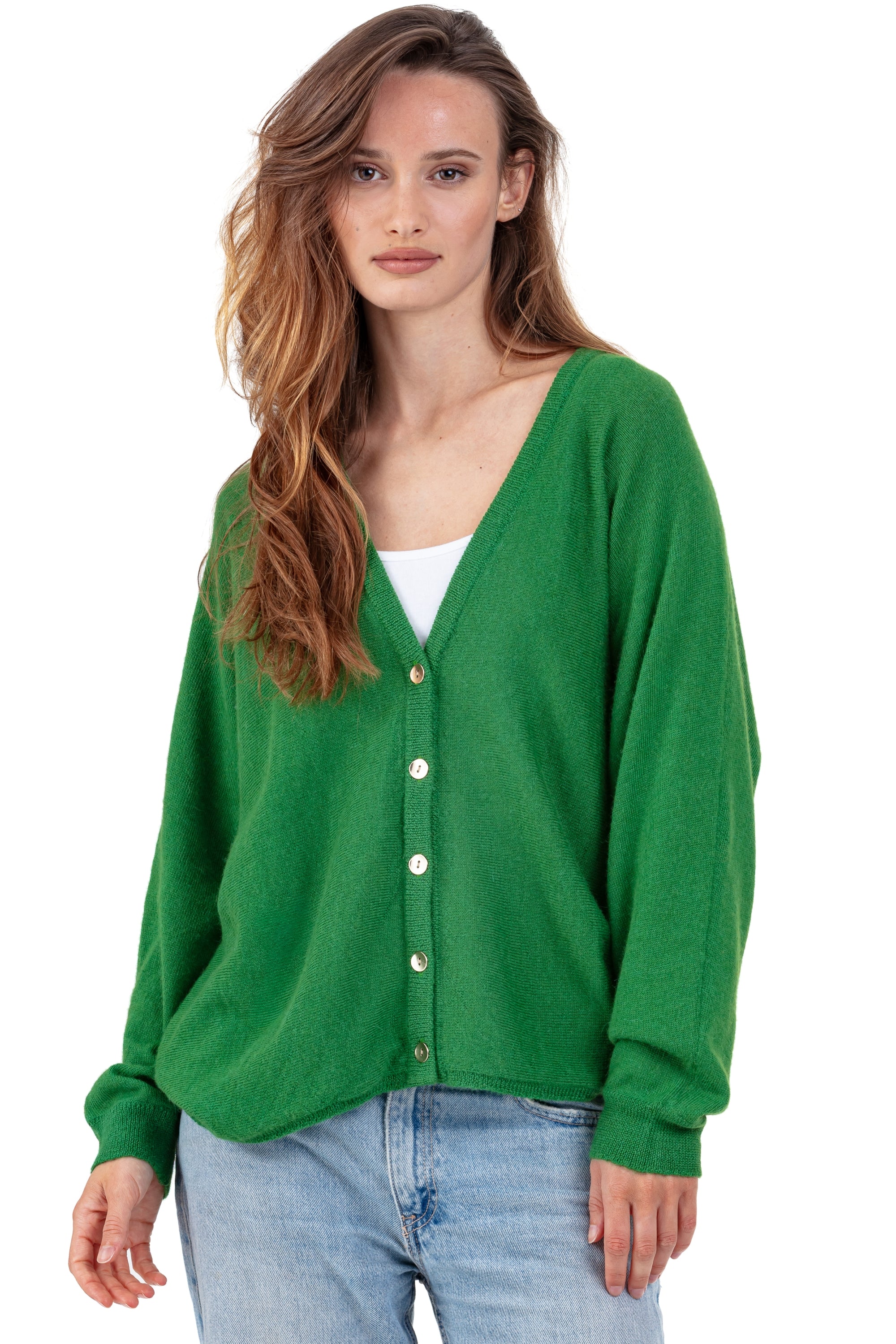 Patrizia aus Baby-Alpaka für Damen - green leaf - Mahogany