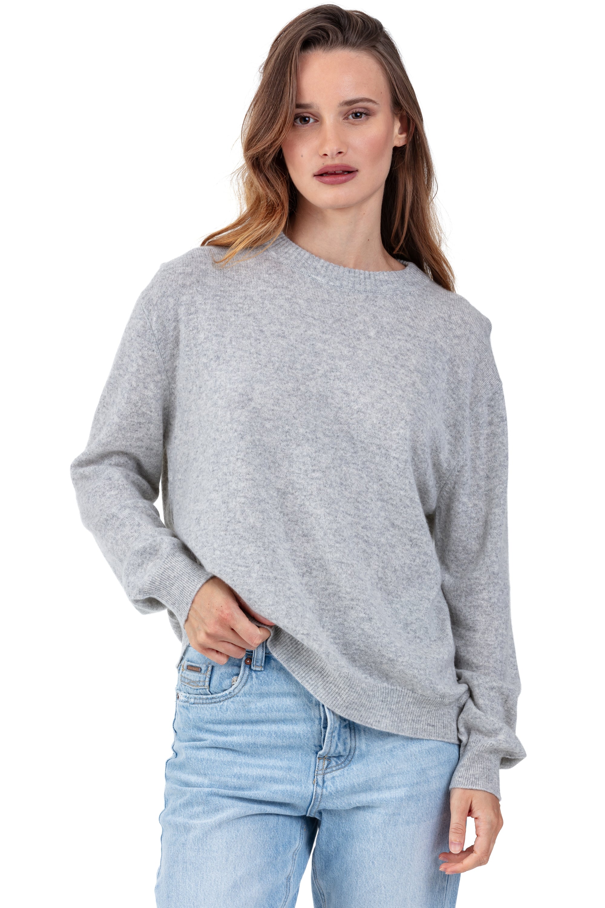 Kaschmirpullover, 100 % Kaschmir, Damen, Rundhalsausschnitt, weite Passform, lange Ärmel, normal / 2 und 4 Fäden, normales Strickwerk, Mahogany