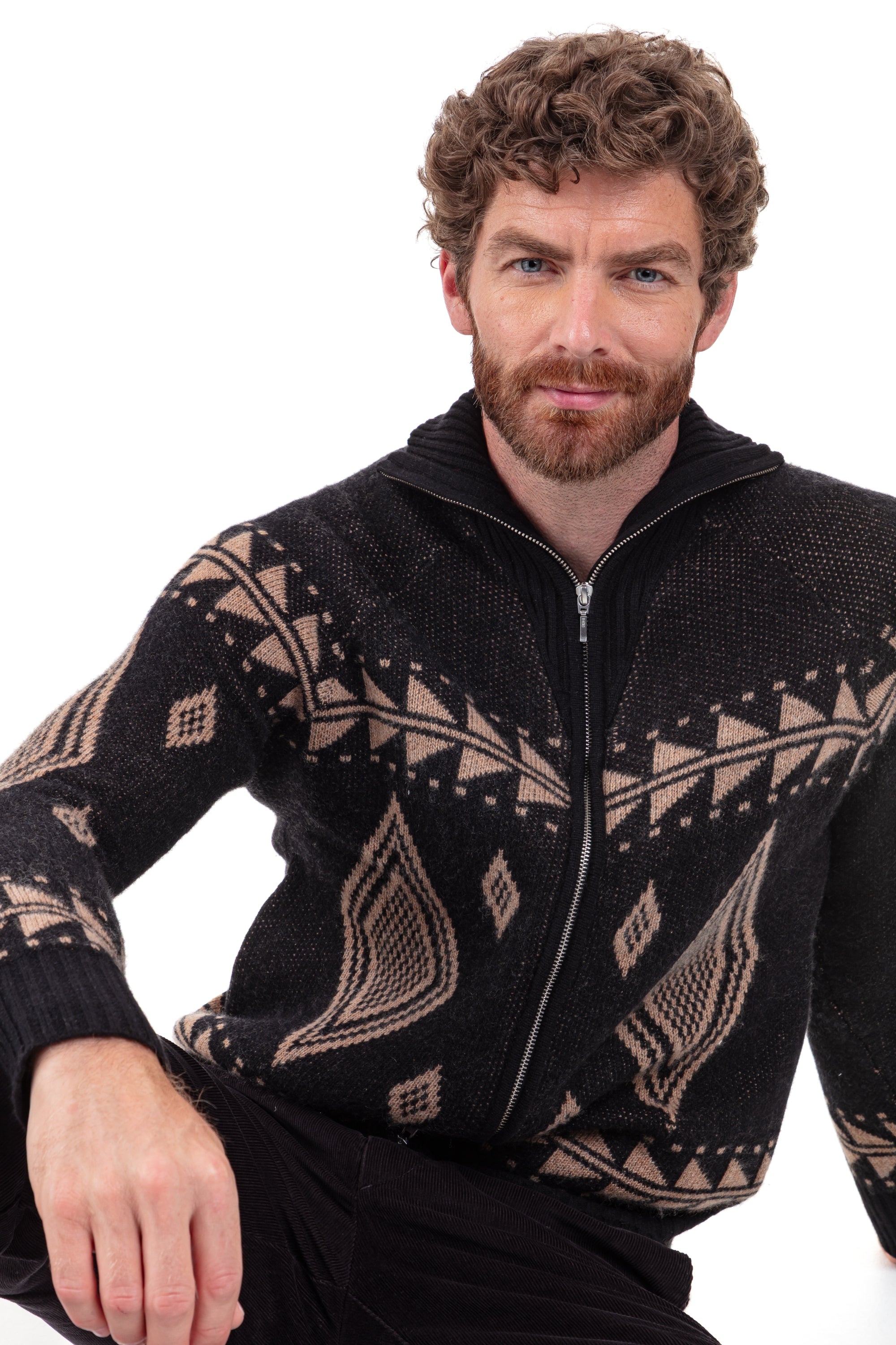 Phoenix aus Kaschmir für Herren - noir / camel chiné - Mahogany