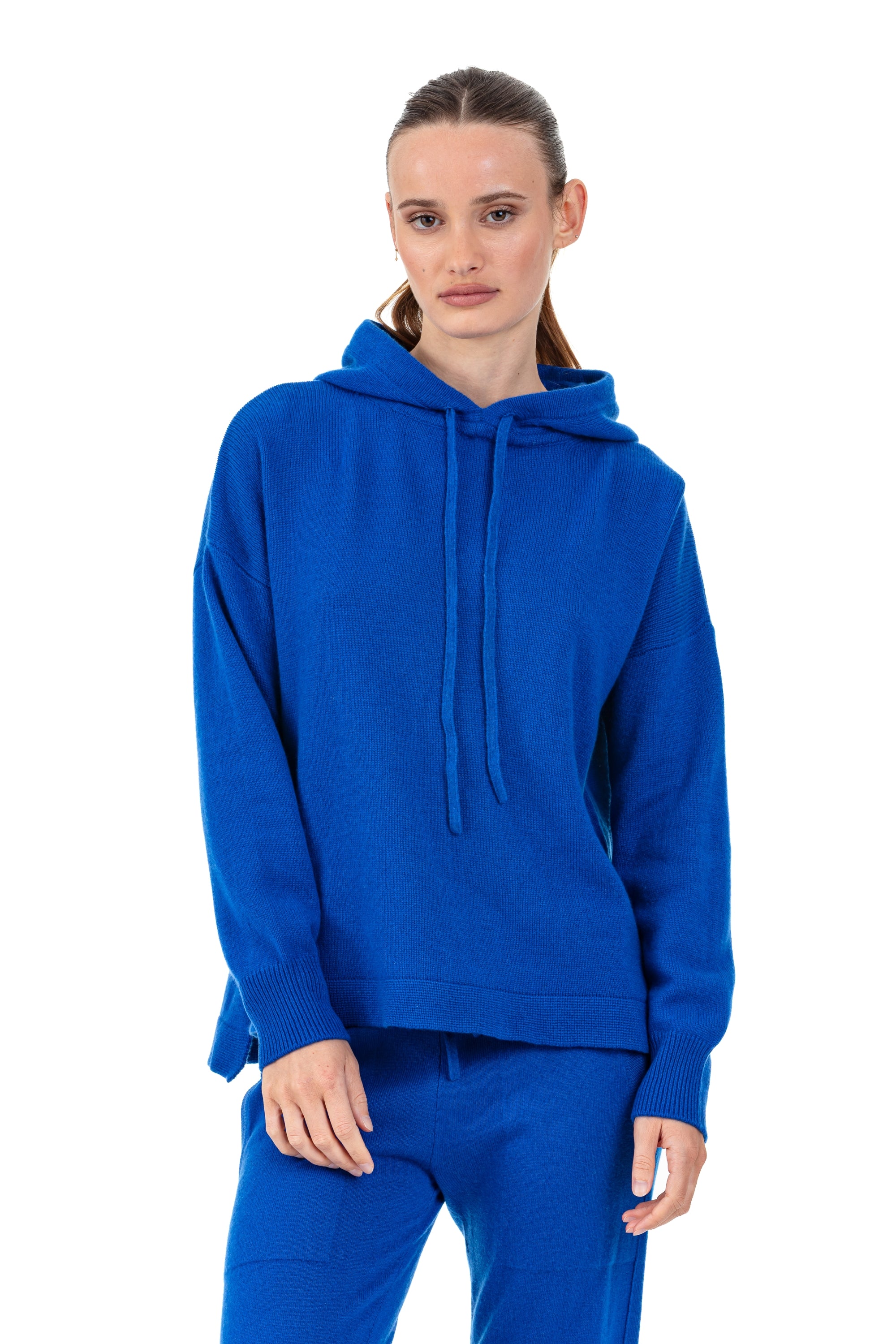 Pullover aus Kaschmir, 100 % Kaschmir, Damen, Kapuze, Oversize-Schnitt, lange Ärmel, fein, , Mahogany