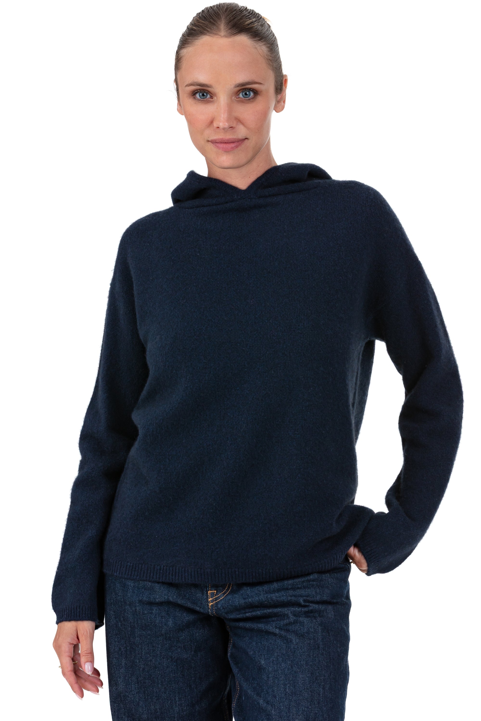 Pullover aus Yak, 100 % Yak, Damen, Kapuze, gerader Schnitt, lange Ärmel, fein, , Mahogany