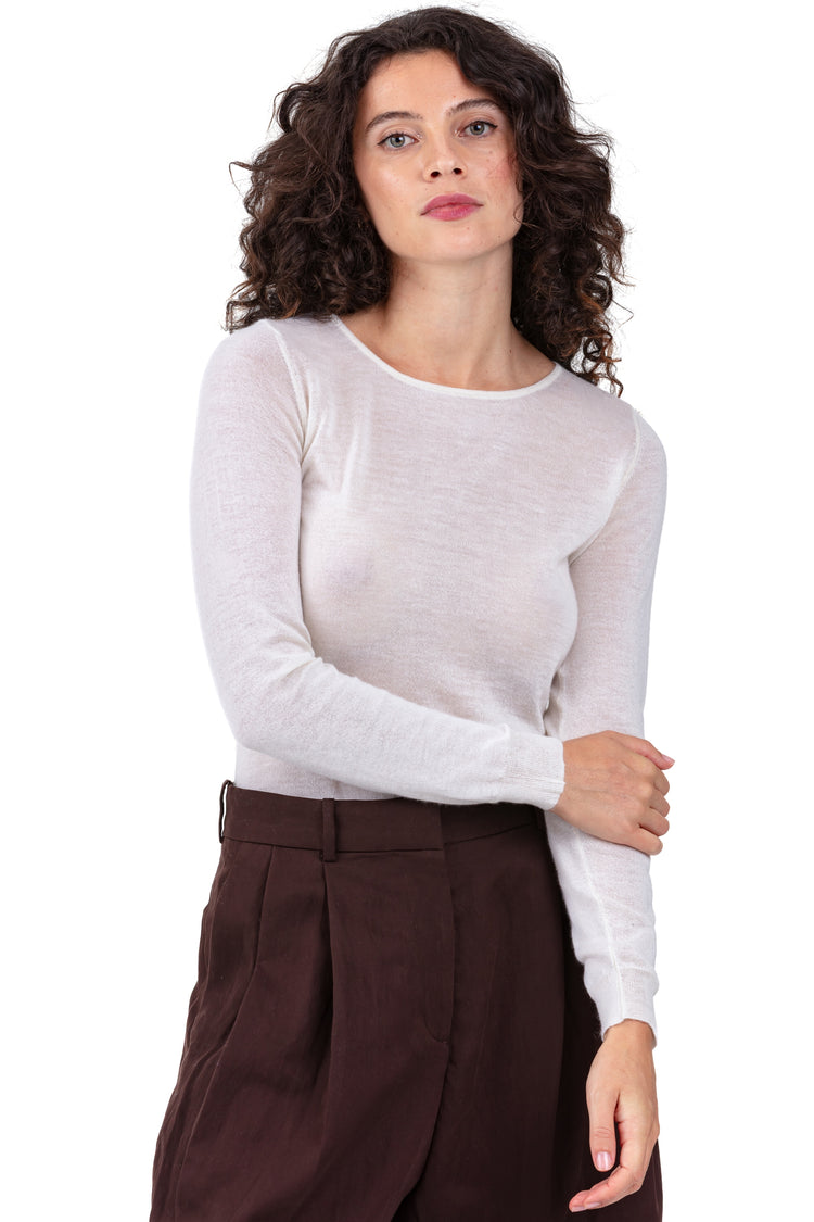 Pullover aus Kaschmirflaum, 100 % Kaschmirflaum, Damen, Rundhalsausschnitt, gerade Schnittform, lange Ärmel, fein, , Mahogany