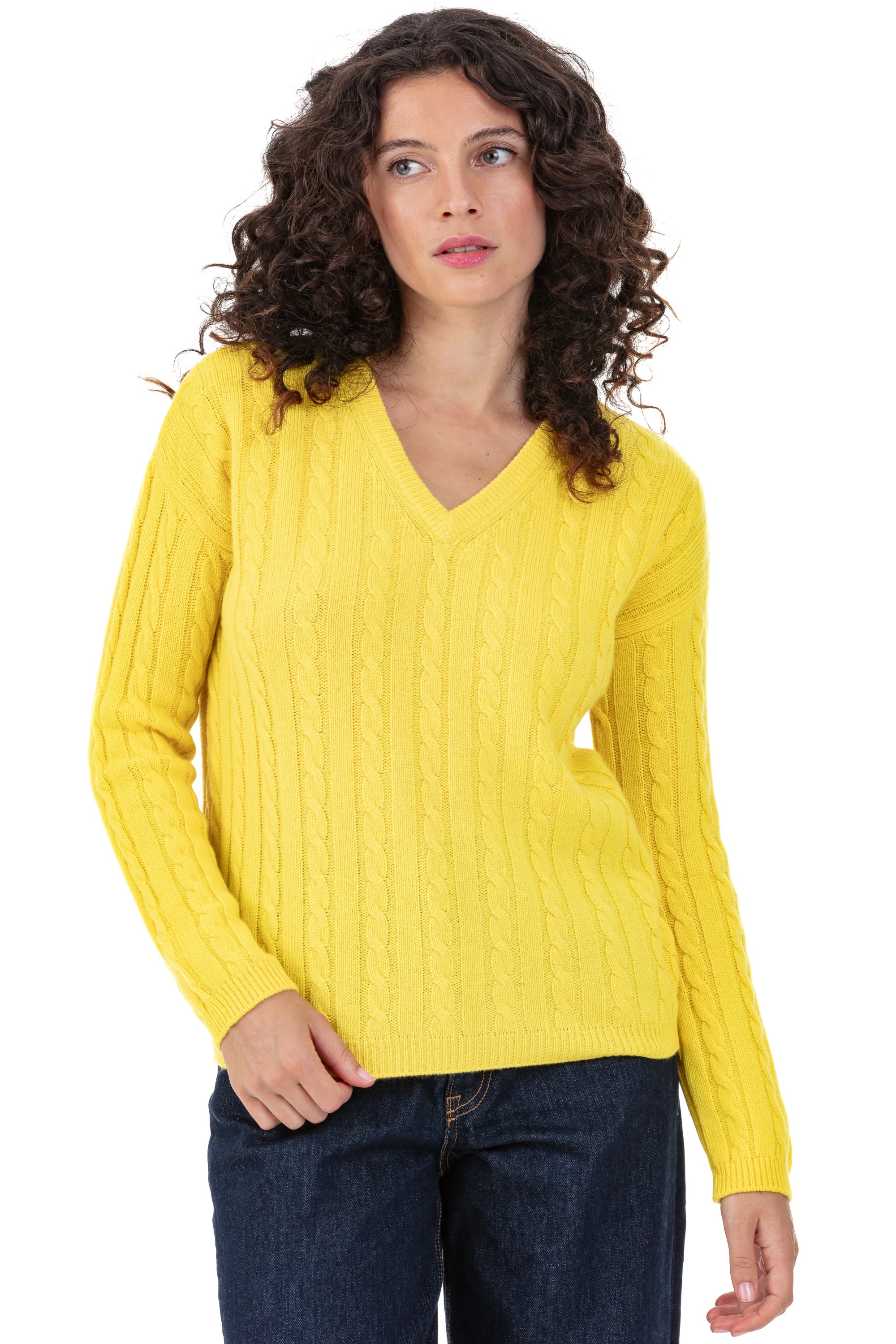 Pyla aus Kaschmir Damen - jaune citric - Mahogany