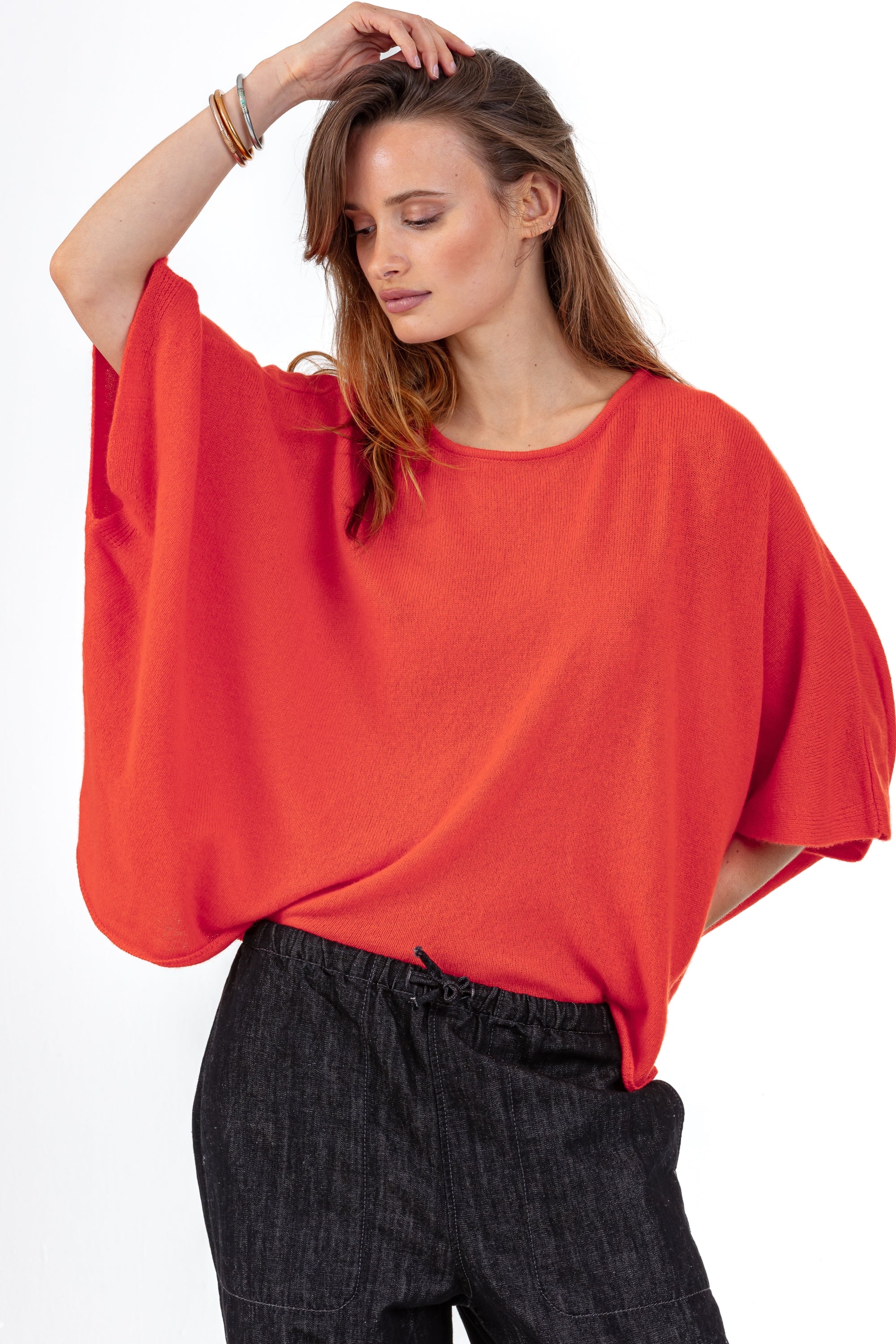 Pythagore aus Kaschmir Damen - bloody orange - Mahogany