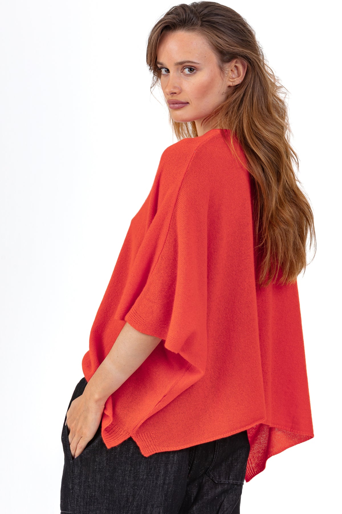 Pythagore en cachemire femme - Vue 2 - bloody orange - Mahogany