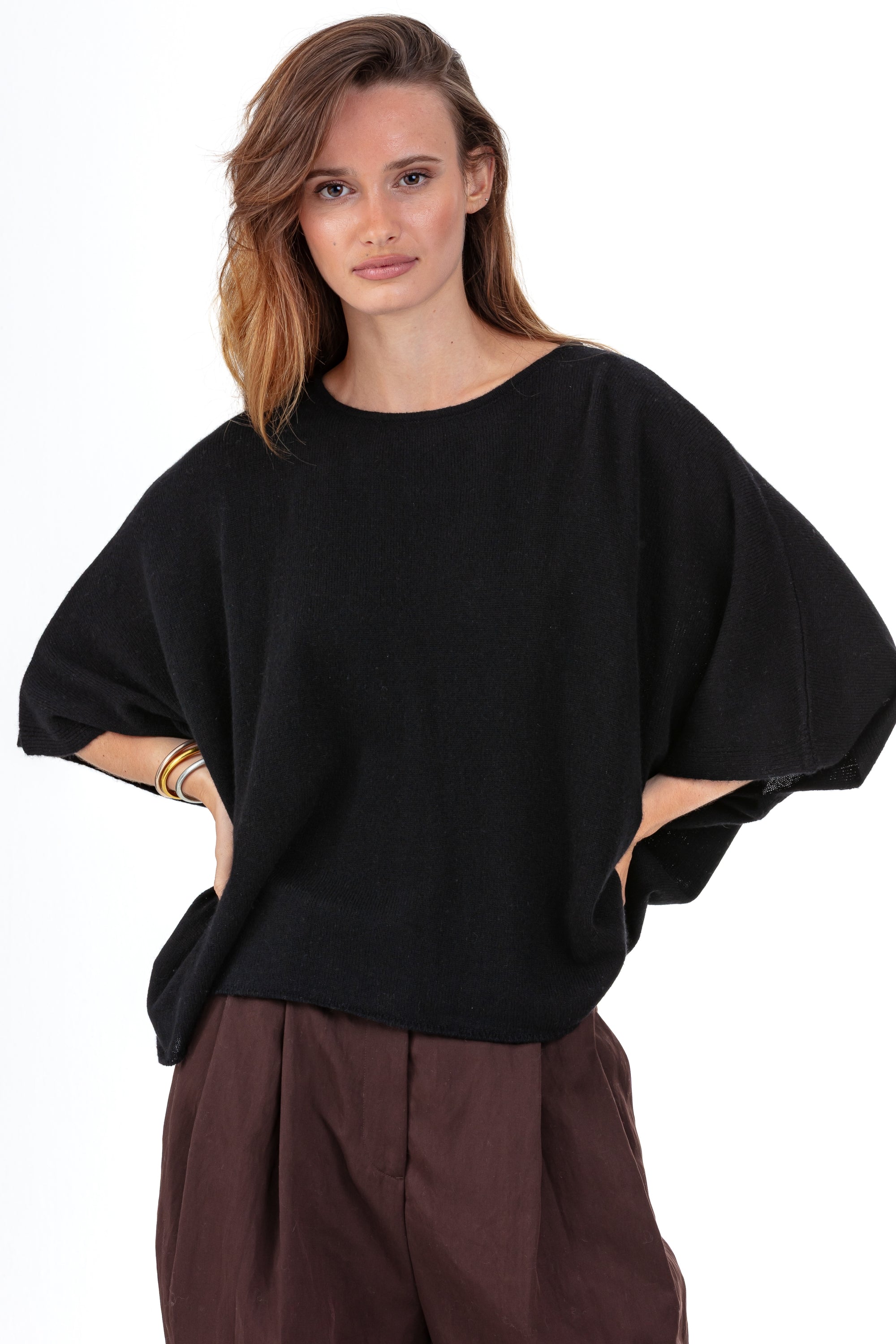 Pythagore aus Kaschmir Damen - noir - Mahogany