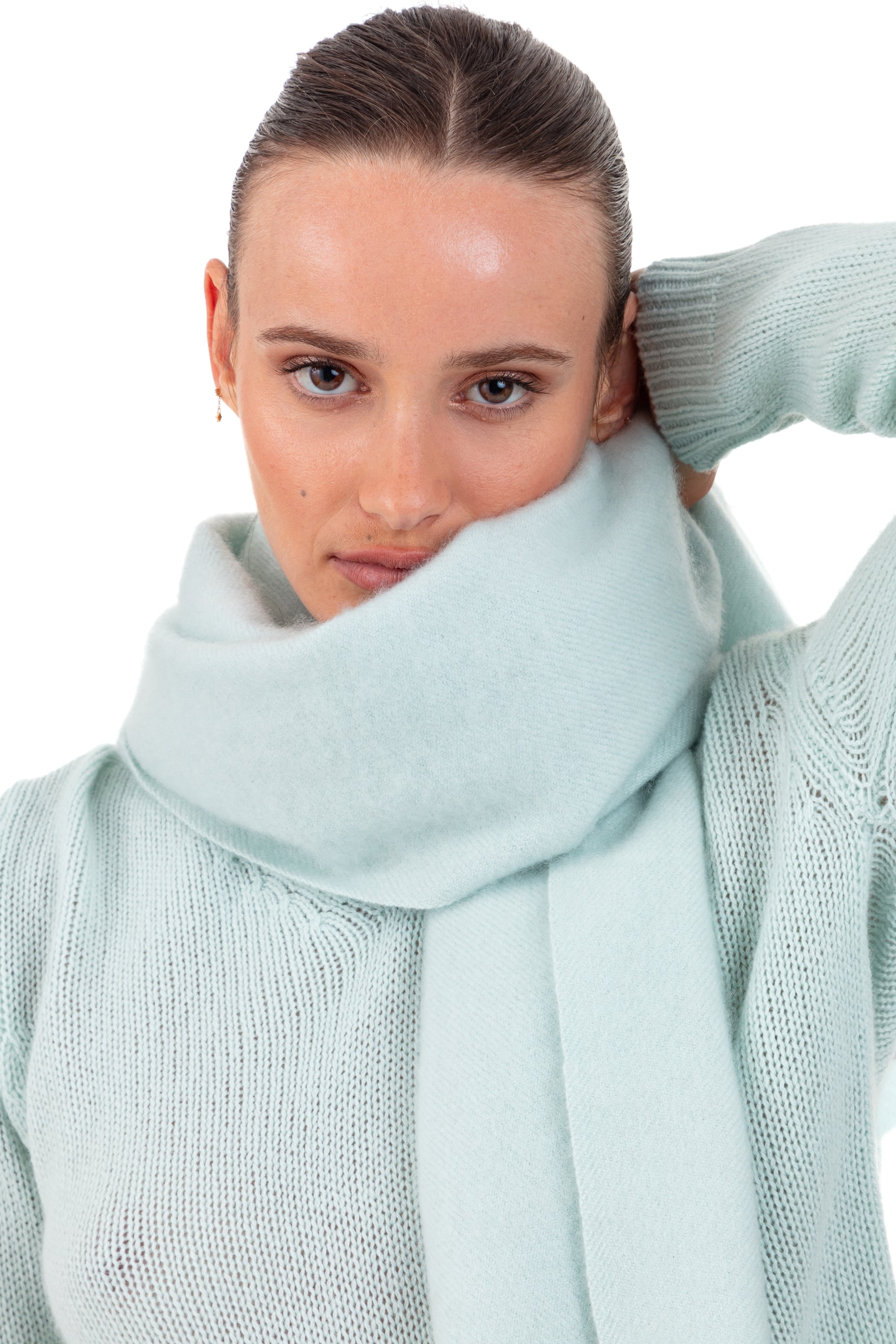 Portovecchio im Cocoon-Stil aus Kaschmir für Damen und Herren - Aqua - Mahogany