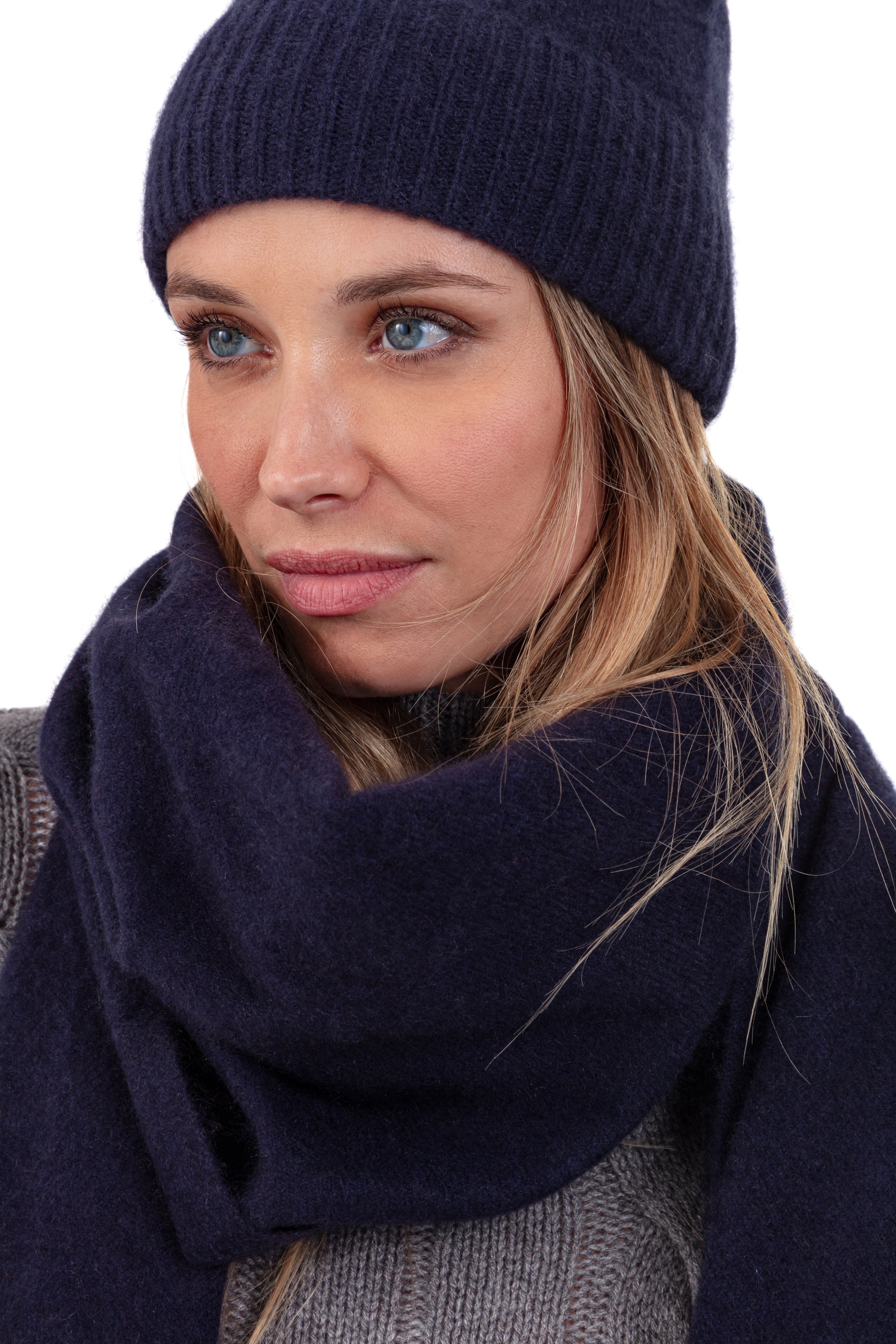 Portovecchio Cocoon-Kaschmir Unisex - Navy - Mahogany
