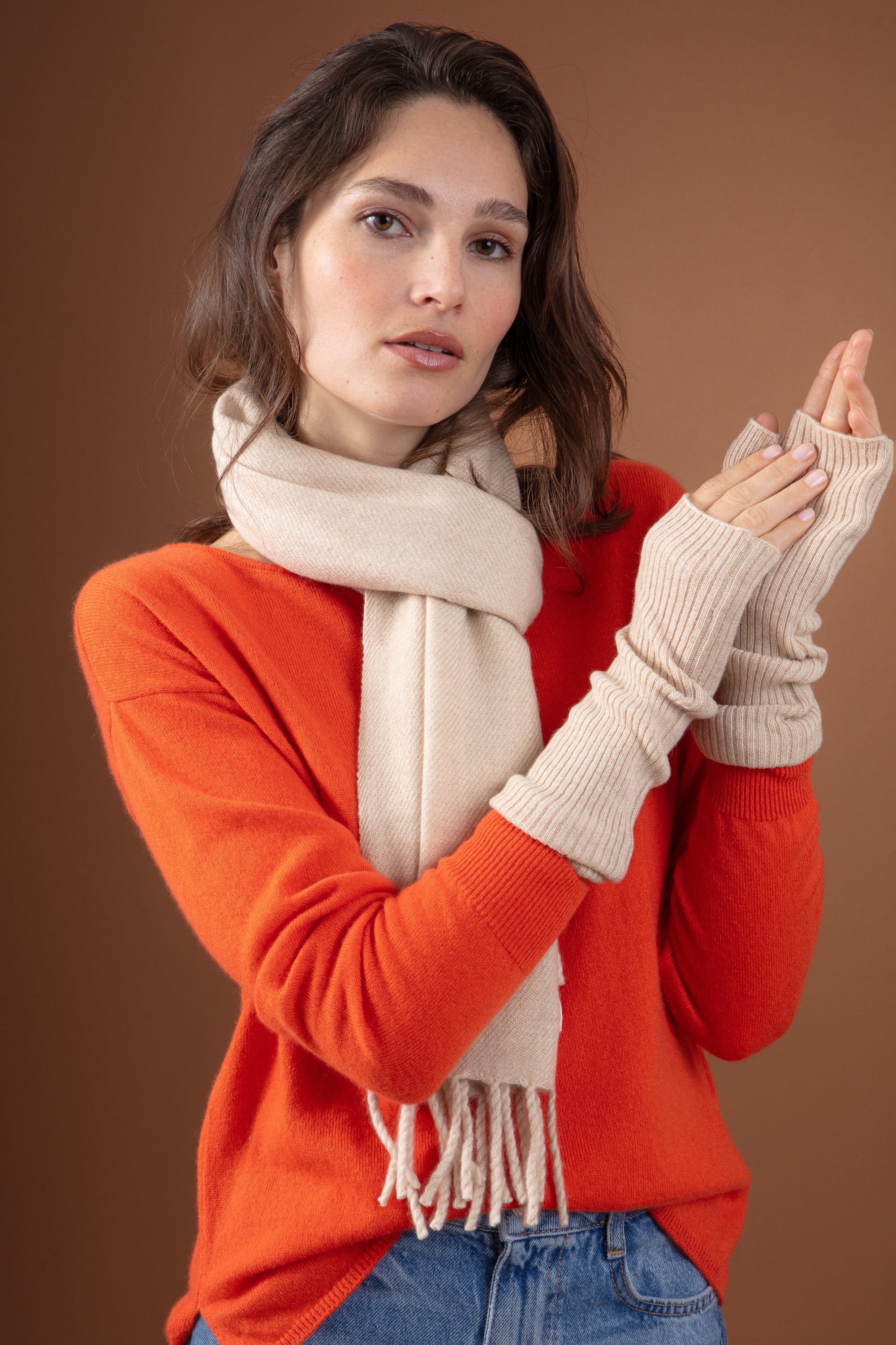 Rain aus Kaschmir für Damen - Natural Beige - Mahogany