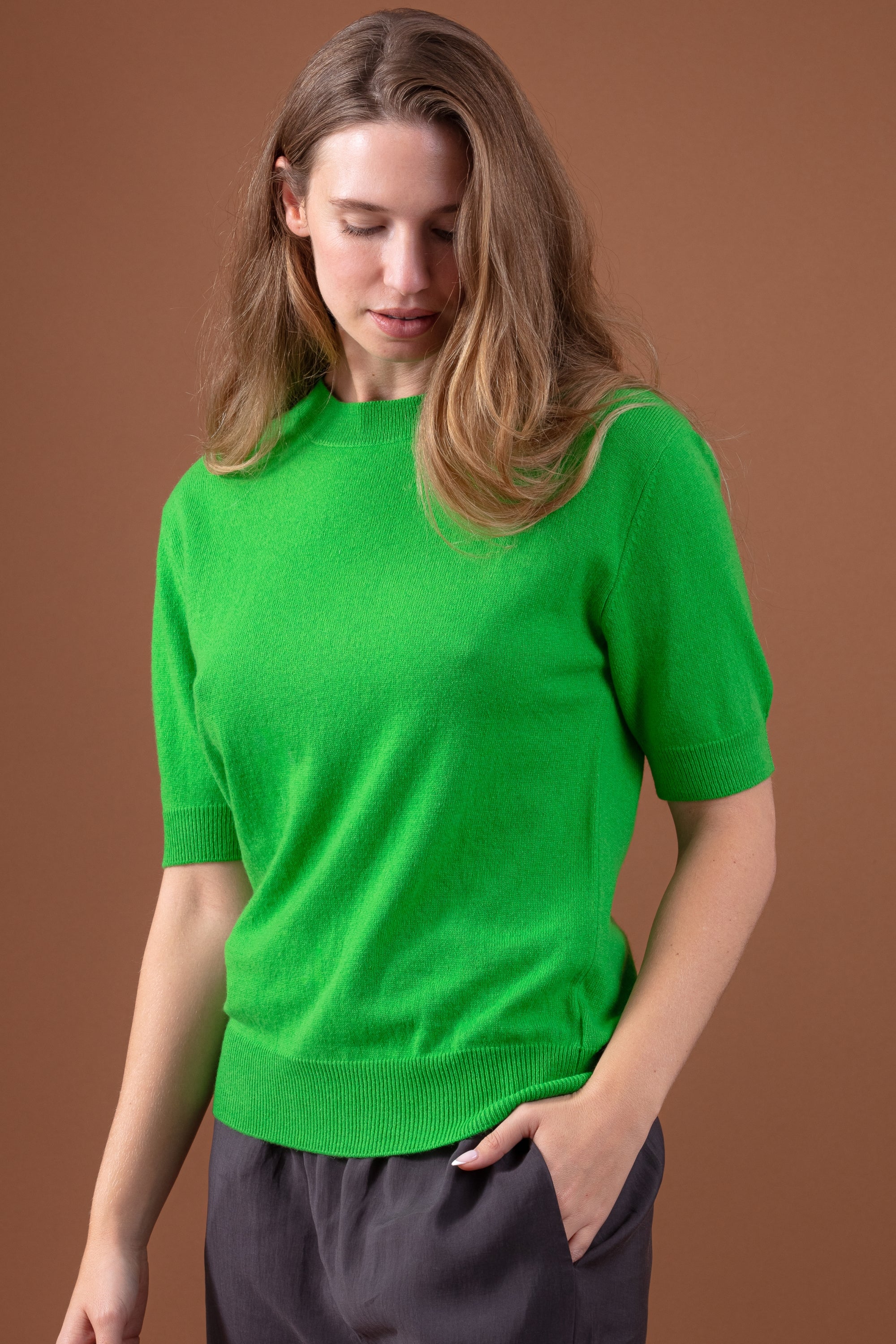Riviera aus Kaschmir Damen - flash green - Mahogany