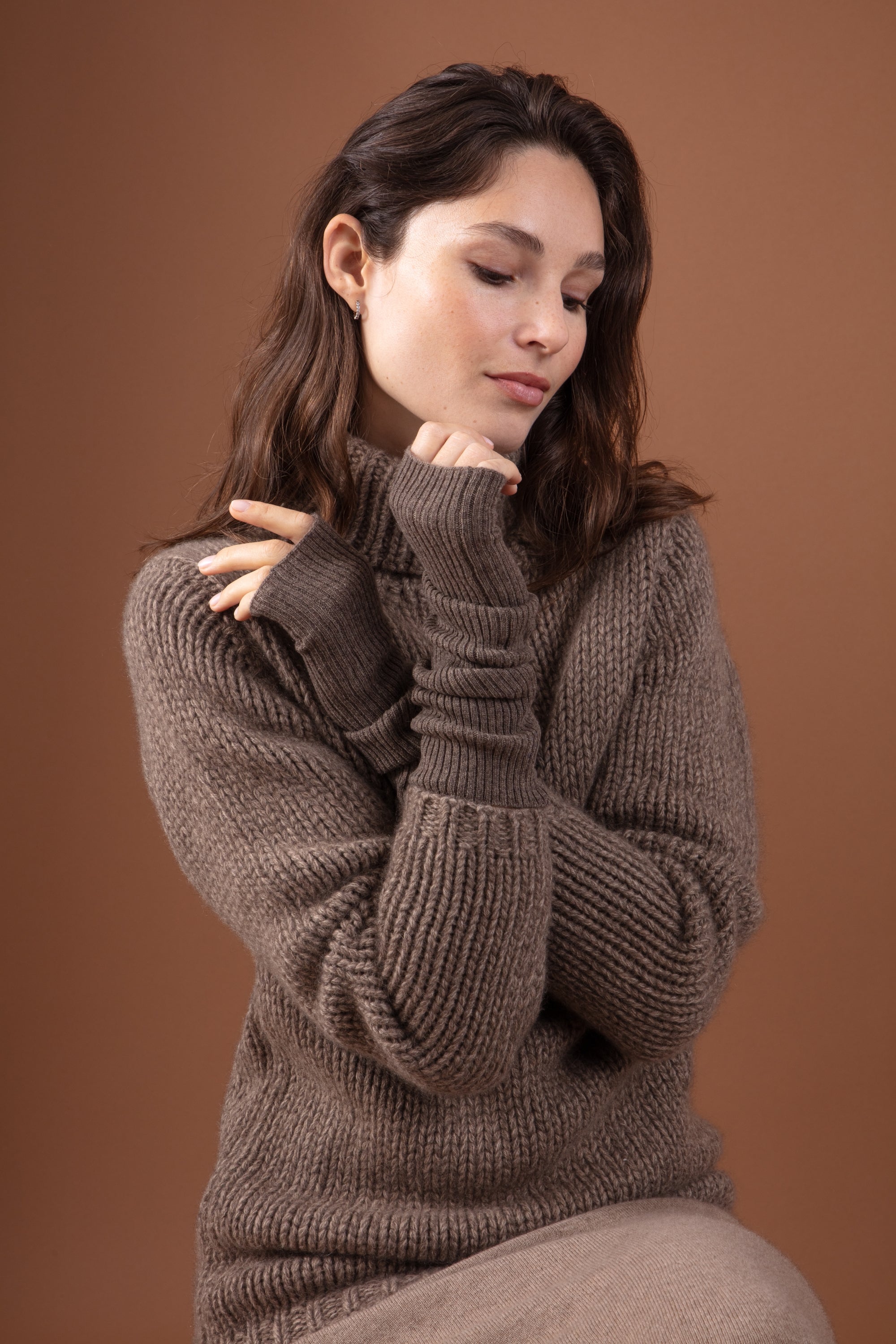 Rain aus Kaschmir für Damen - Natural Dark Brown - Mahogany