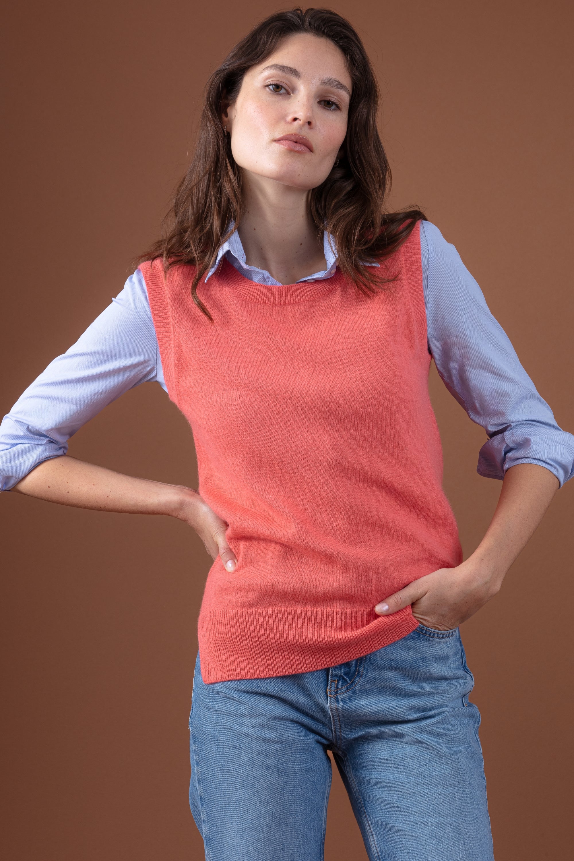 Rati aus Kaschmir für Damen - peach - Mahogany