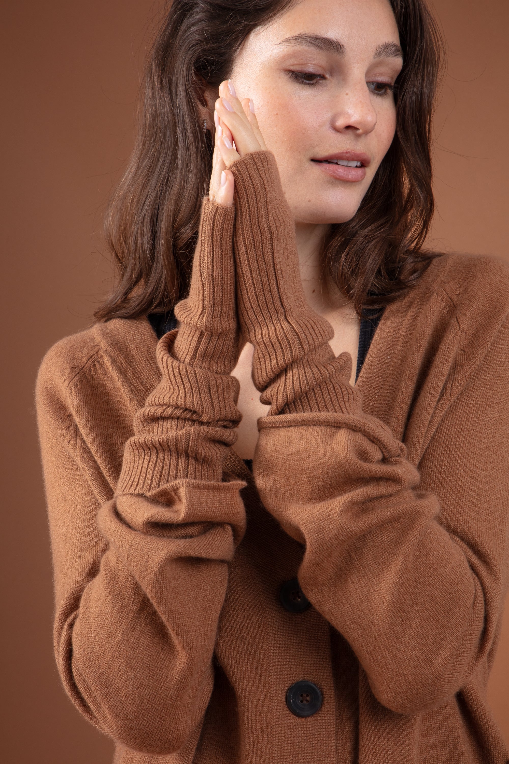 Rain aus Kaschmir für Damen - Butterscotch - Mahogany