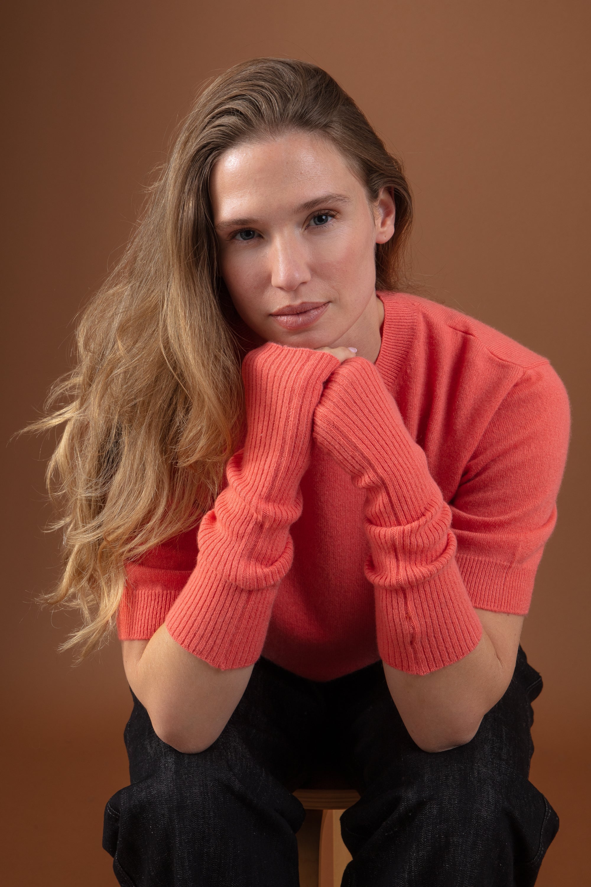 Rain aus Kaschmir für Damen - Peach - Mahogany