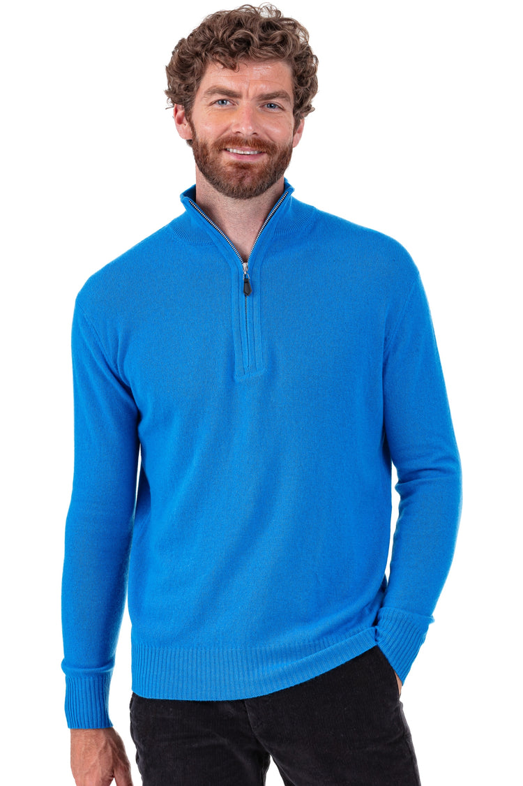 Pullover aus Kaschmir, 100 % Kaschmir, Herren, Truckerkragen, Reißverschluss, gerader Schnitt, lange Ärmel, normal / 2- und 4-fädig, normales Strickwerk, Mahogany