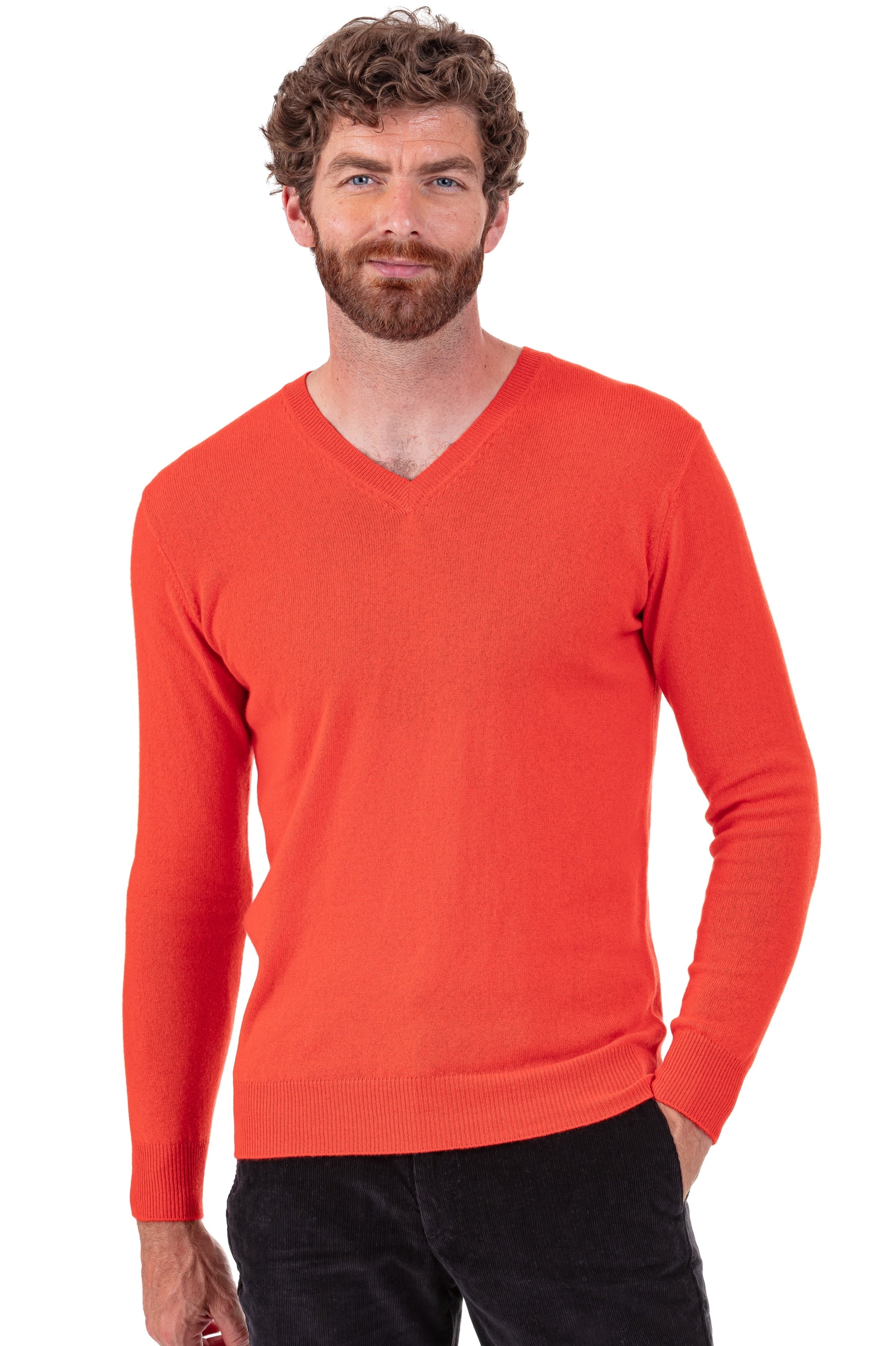 Tor Kaschmirpullover Herren - persimmons - Mahogany