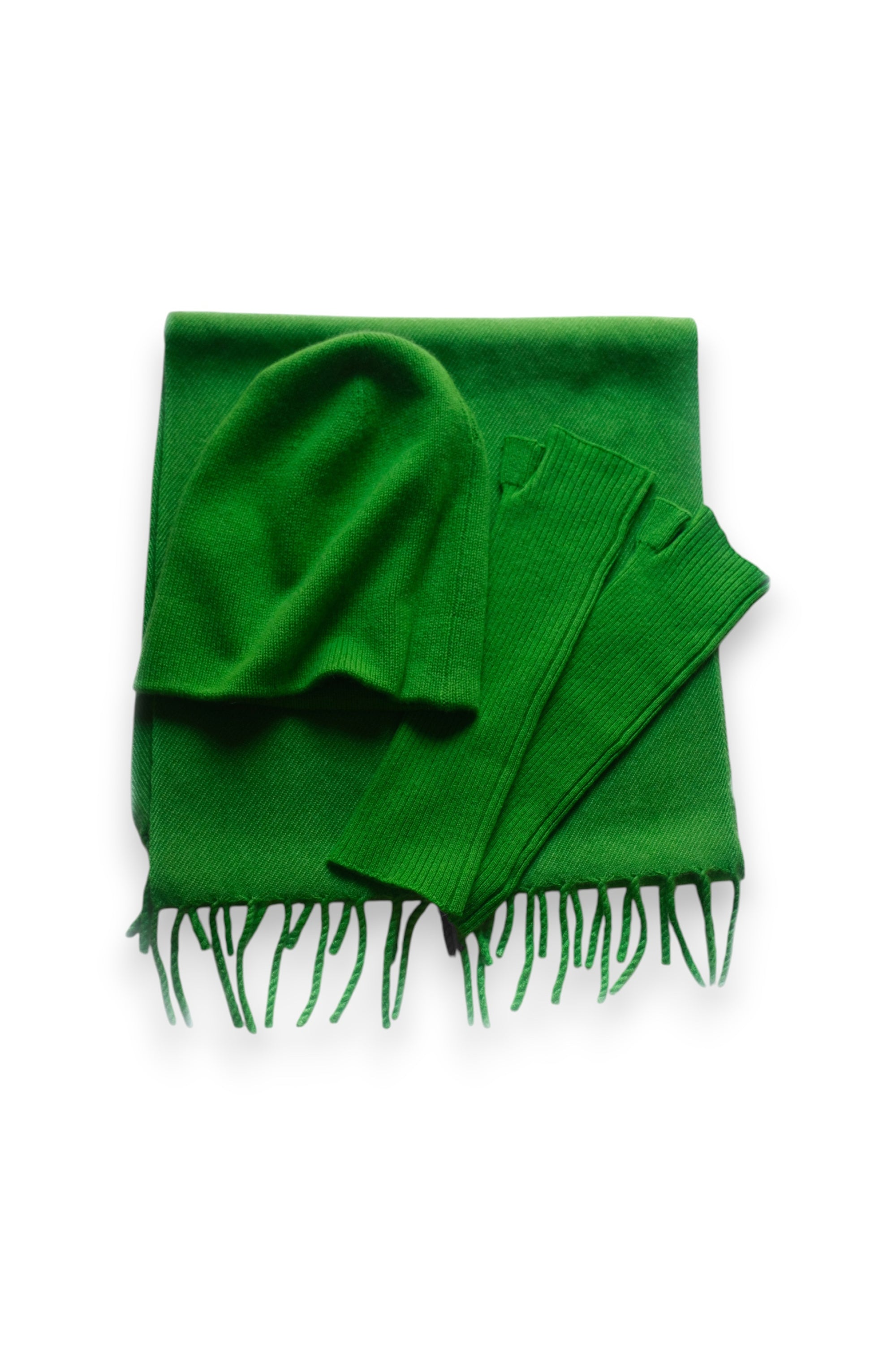 Winter set W aus Damenkaschmir - flash green - Mahogany