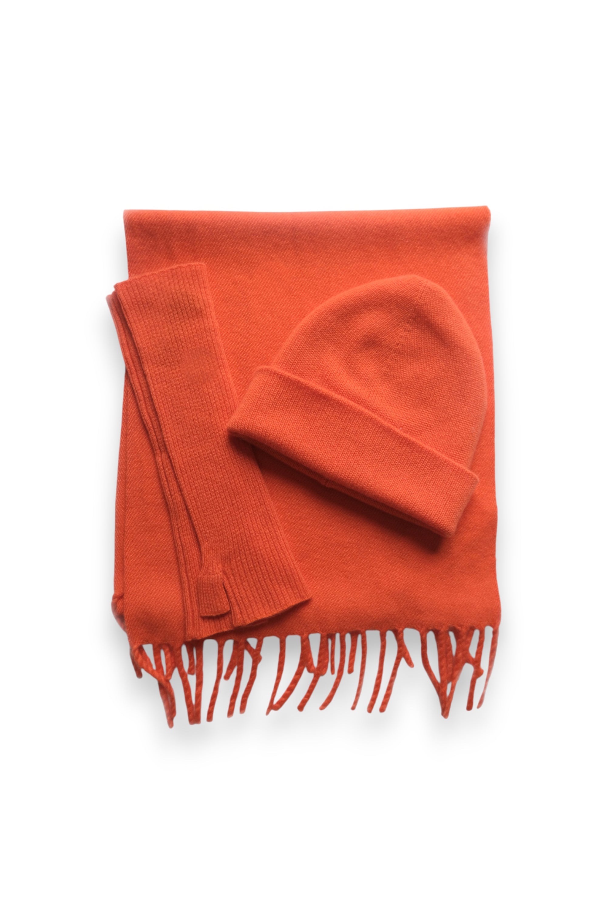 Winter set W aus Damenkaschmir - Orange - Mahogany