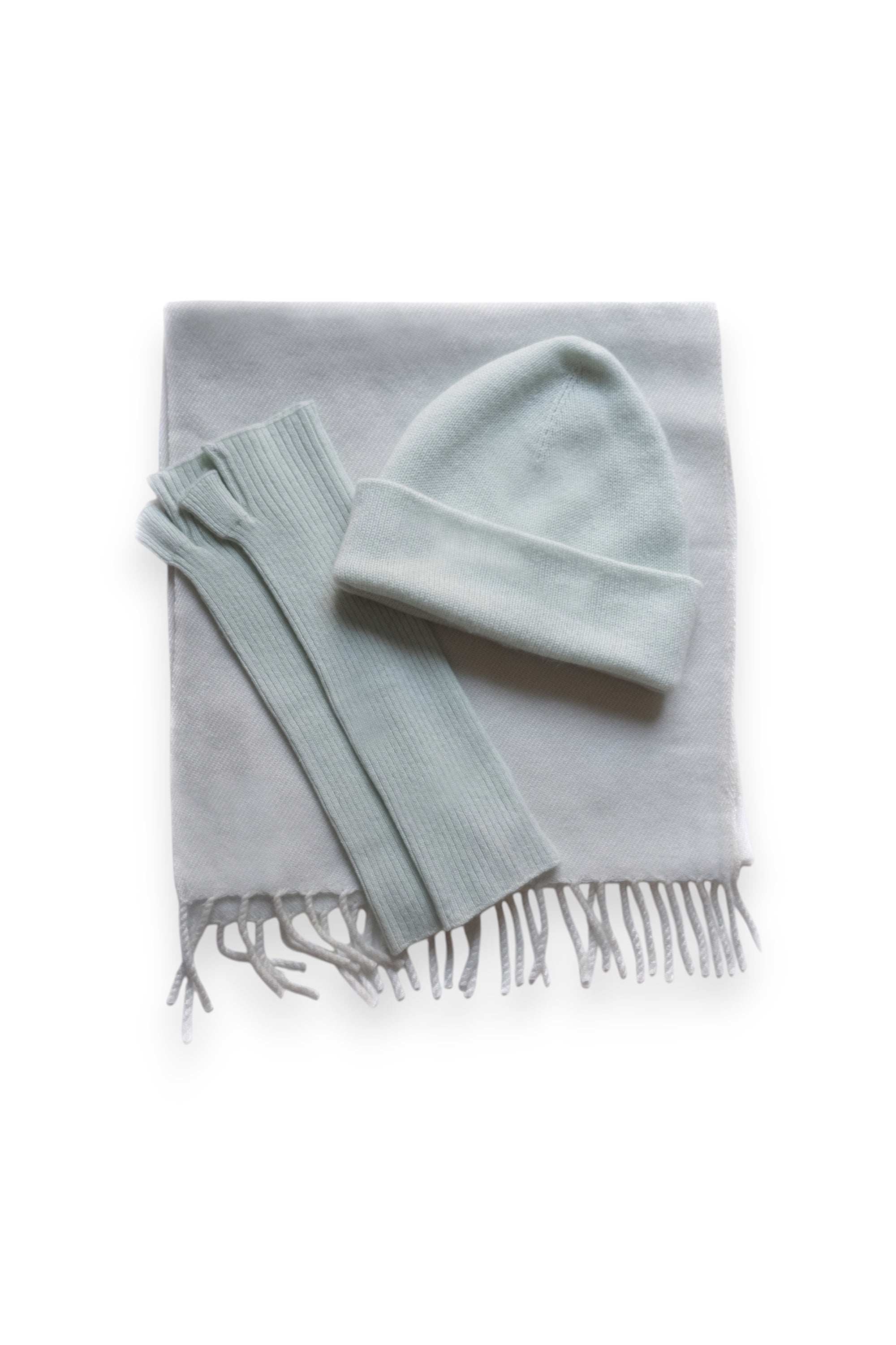 Winter Set W aus Kaschmir für Damen - aqua - Mahogany