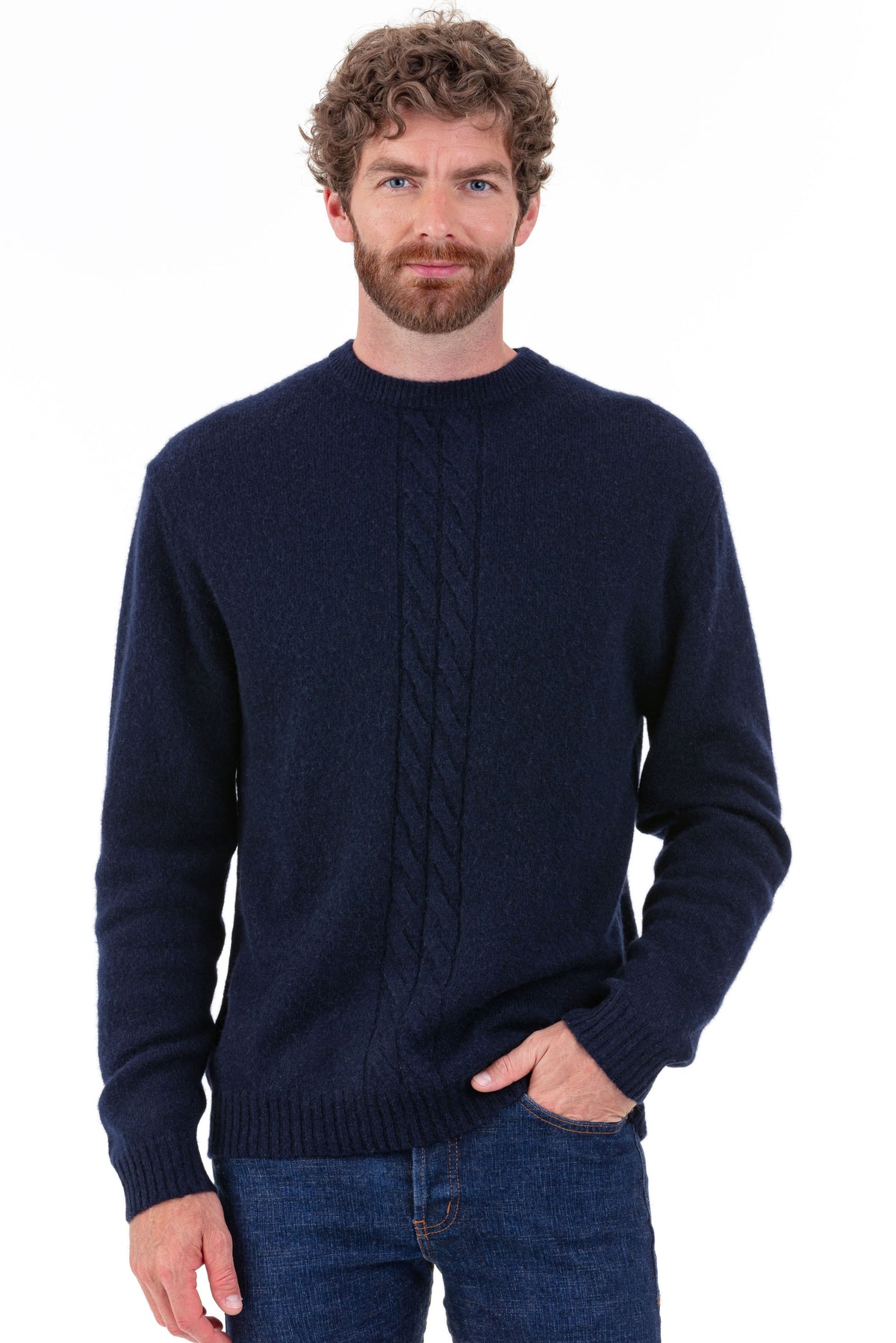 Pullover aus Kamel, 100 % Kamel, Herren, Rundhalsausschnitt, gerader Schnitt, lange Ärmel, normal / 2 und 4 Fäden, Zopfmuster, Mahogany