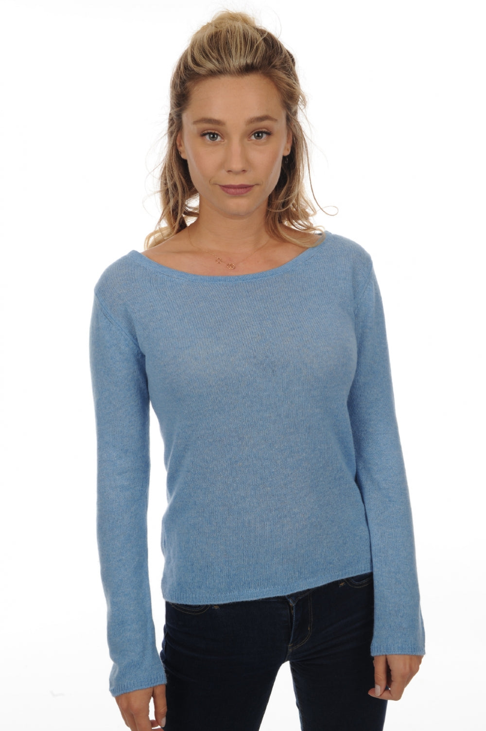 Caleen aus Kaschmir für Damen - Meliertes Azurblau - Mahogany