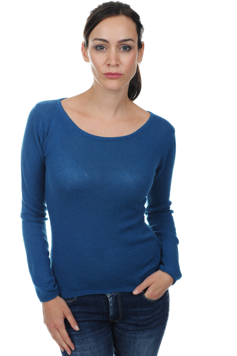 Caleen aus Kaschmir für Damen - Entenblau - Mahogany
