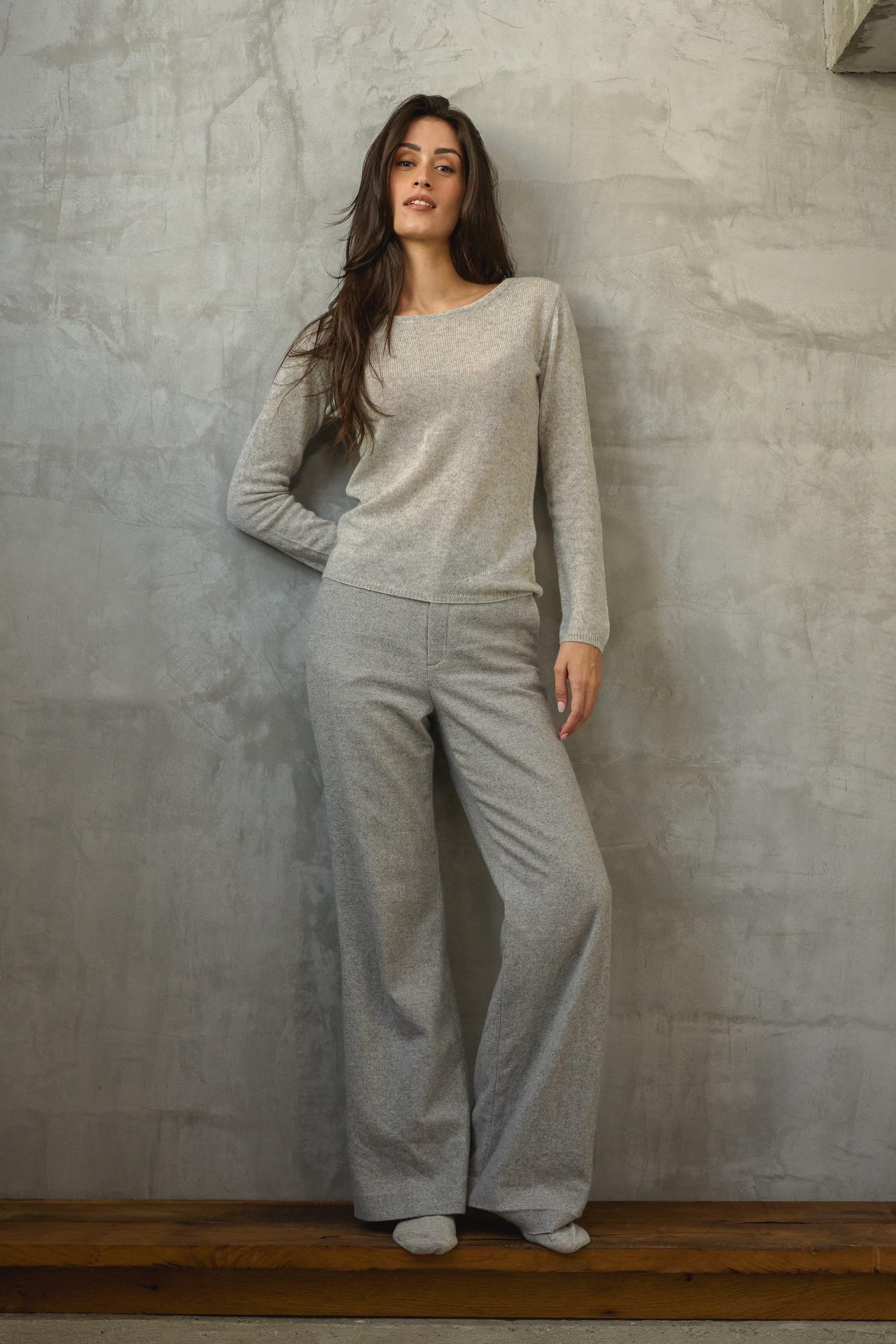 Caleen aus Kaschmir für Damen - Ansicht 1 - flanelle chiné - Mahogany