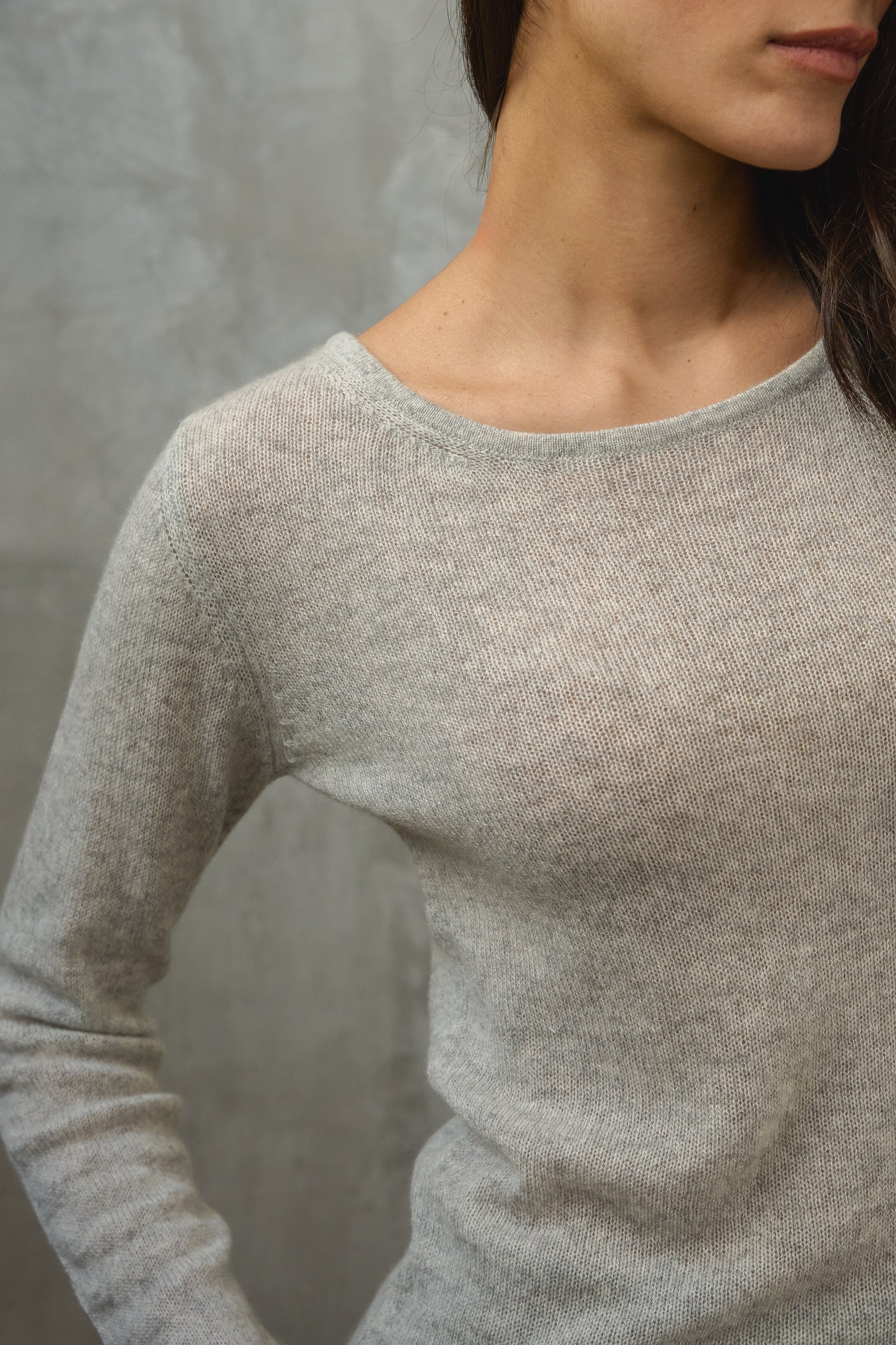 Caleen en cachemire femme - Vue 2 - flanelle chiné - Mahogany