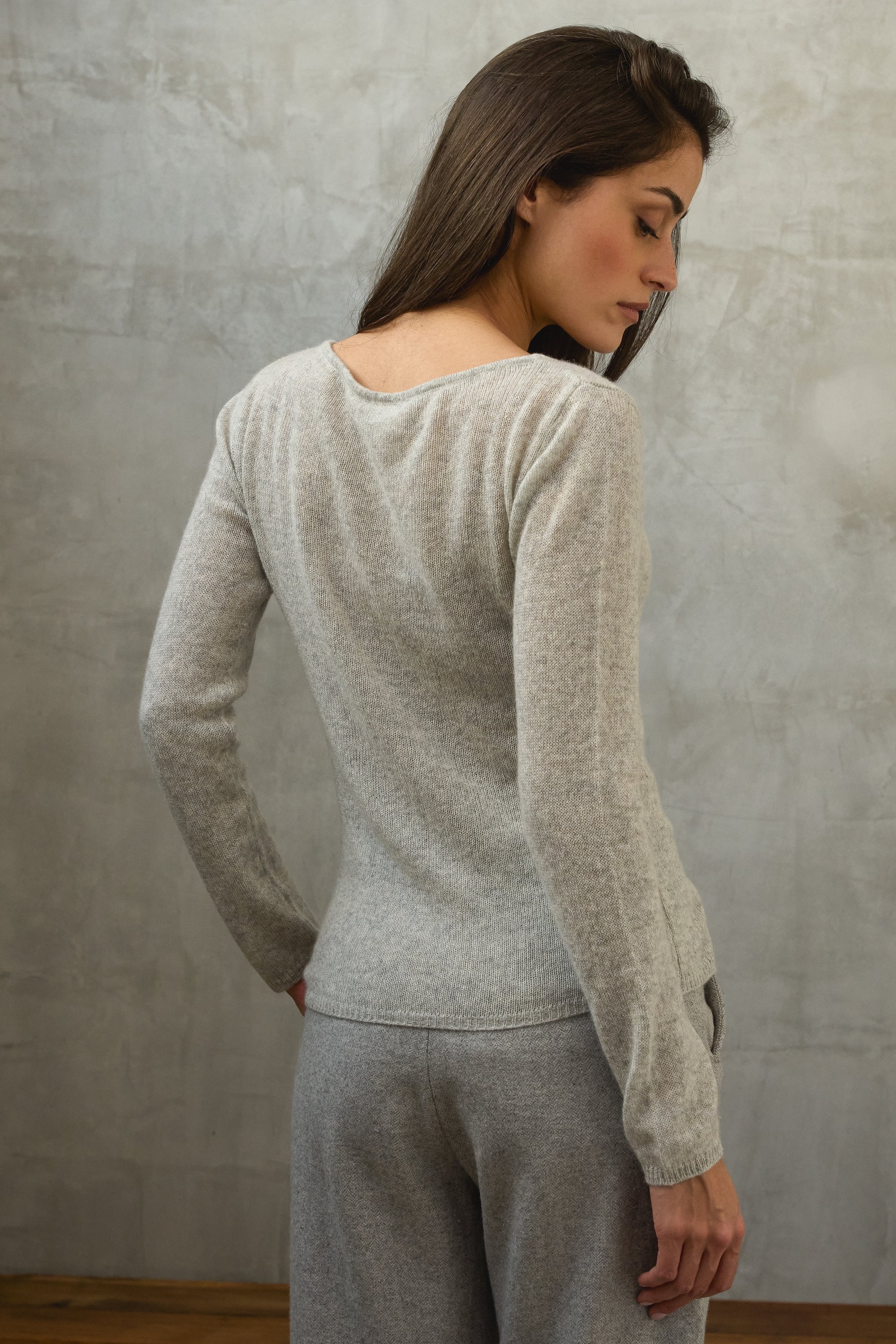 Caleen en cachemire femme - Vue 4 - flanelle chiné - Mahogany