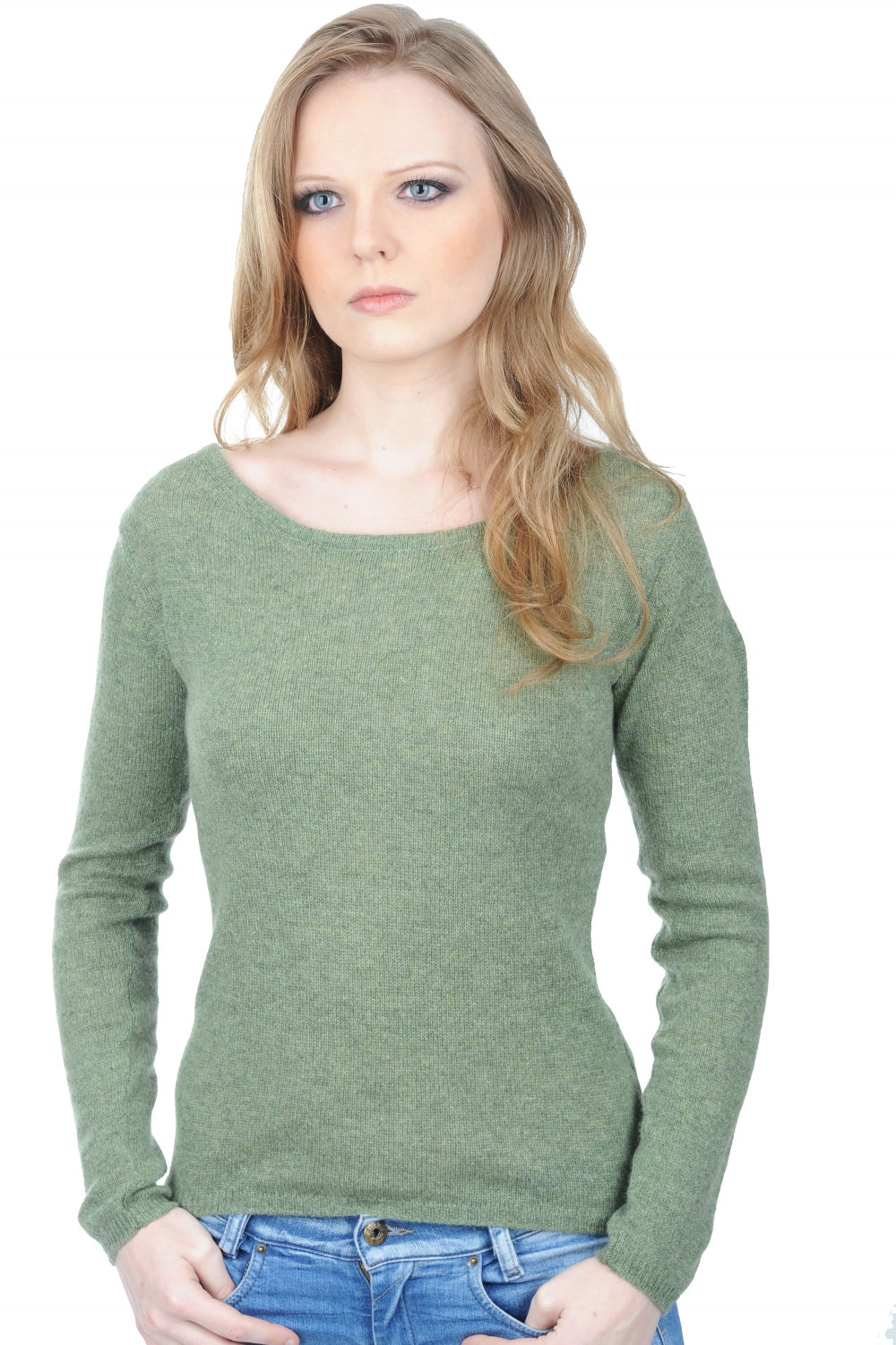 Caleen aus Kaschmir für Damen - meliertes Grün - Mahogany