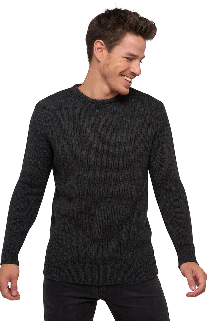 Pullover aus Kamel, 100 % Kamel, Herren, Rundhalsausschnitt, gerader Schnitt, lange Ärmel, grob / 6 Fäden und mehr, normales Strickwerk, Mahogany