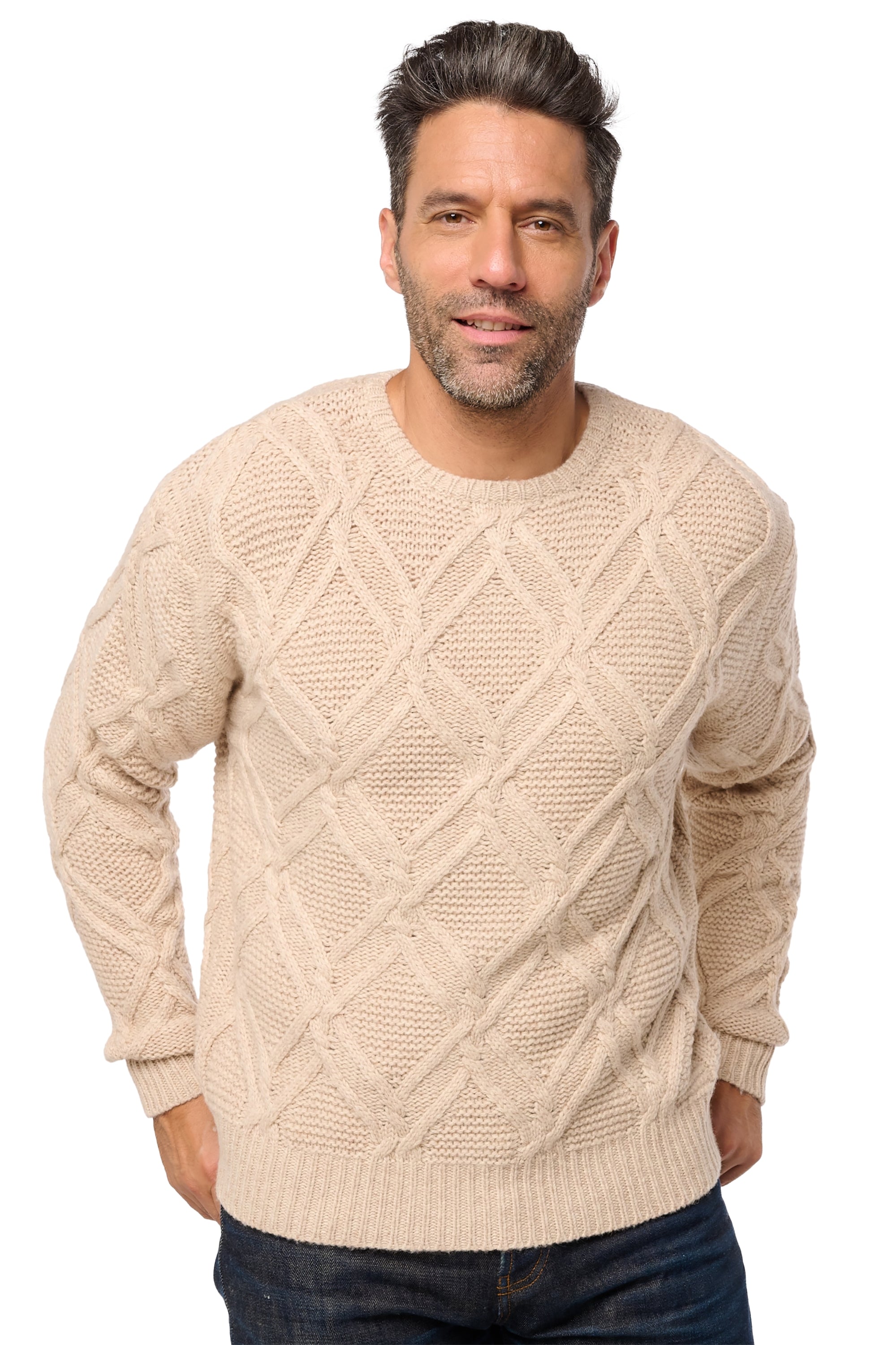 Drac Kamelhaar-Pullover Herren - Natur - Mahogany
