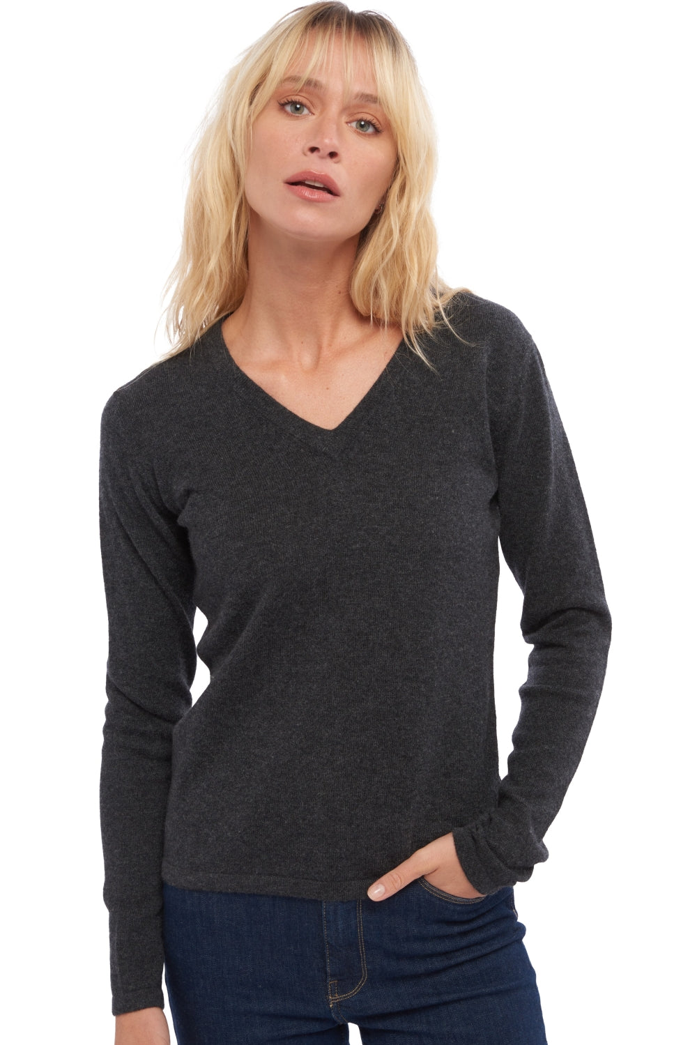 Emma aus Kaschmir Damen - anthracite chiné - Mahogany
