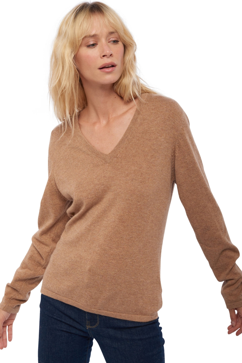 Emma aus Kaschmir Damen - camel chiné - Mahogany