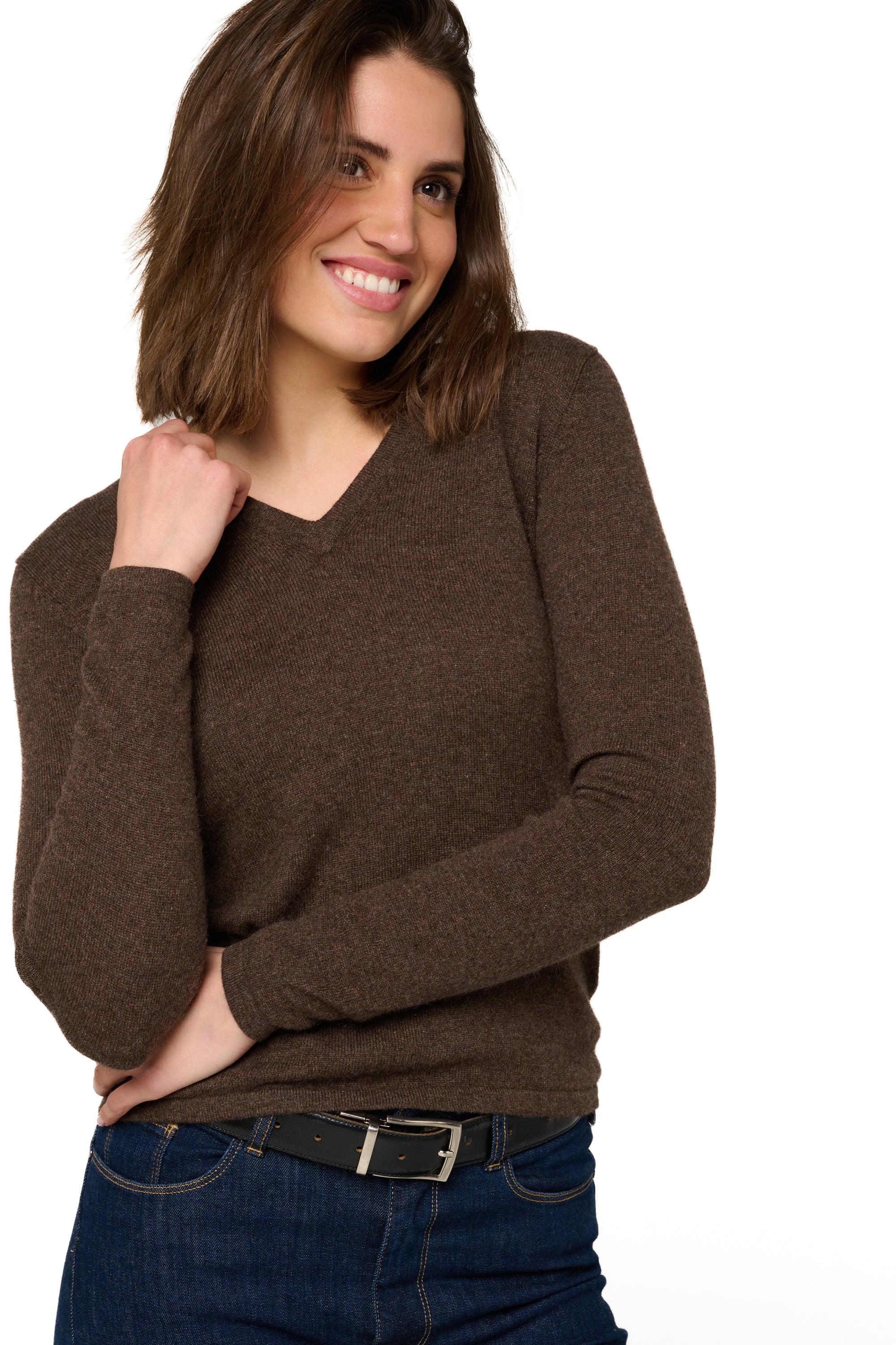 Emma aus Kaschmir Damen - marron chiné - Mahogany