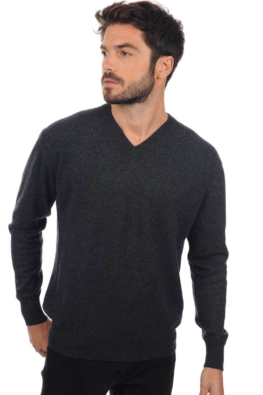 Hippolyte Kaschmirpullover Herren - meliertes Anthrazit - Mahogany
