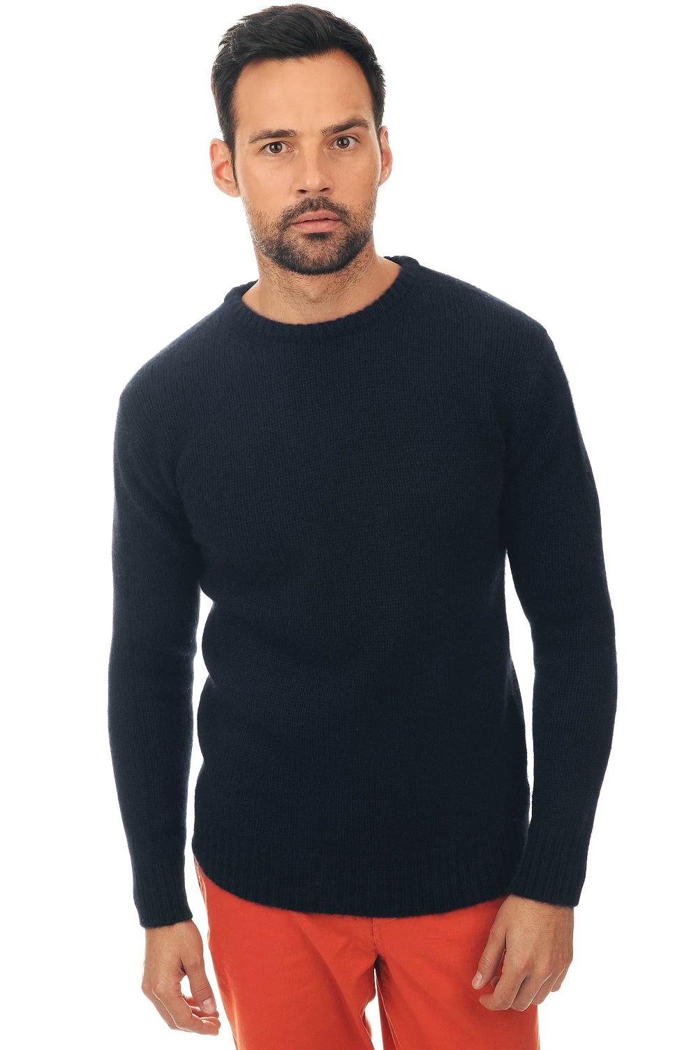 Pullover aus Yak, 100 % Yak, Herren, Rundhalsausschnitt, gerade Schnittform, lange Ärmel, grob / 6-fädig und mehr, normales Strickwerk, Mahogany